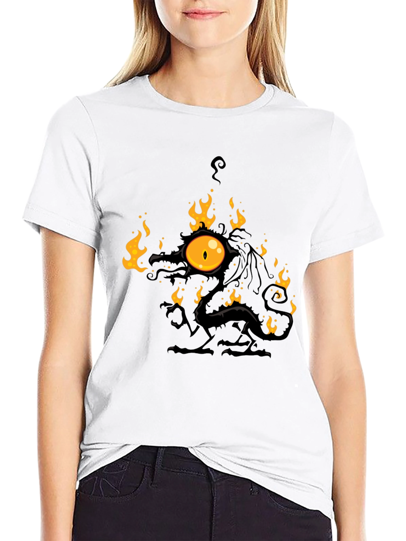 Black Fiery Eye Dragon Black T-Shirt view 9