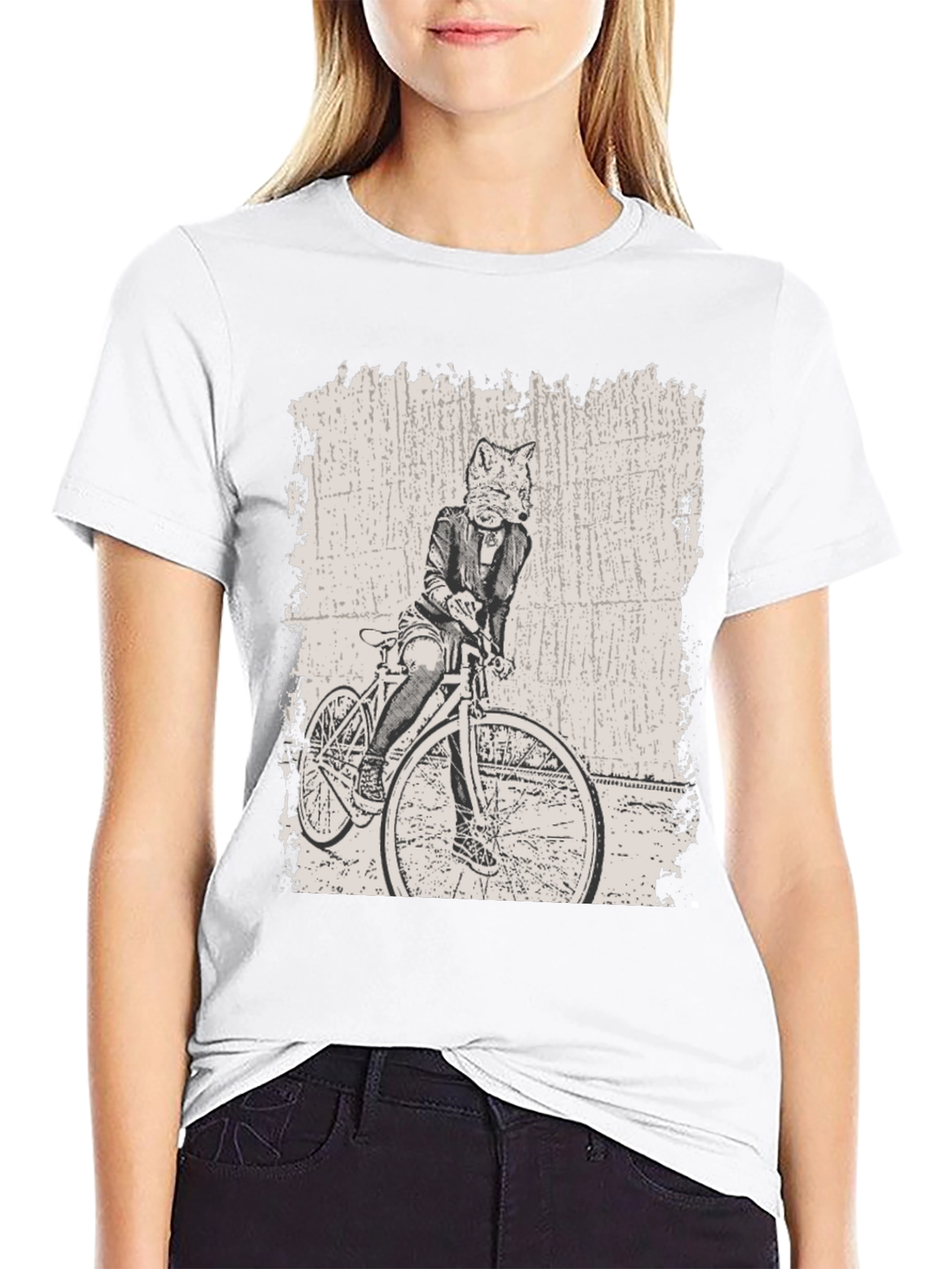 Black Fox on Bike Graphic Tee view 9