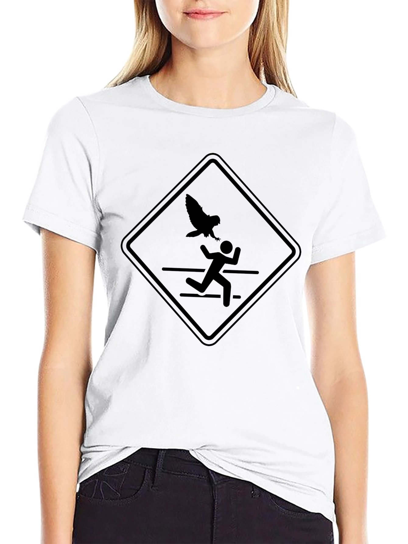 Black Funny Bird Attack T-Shirt view 9