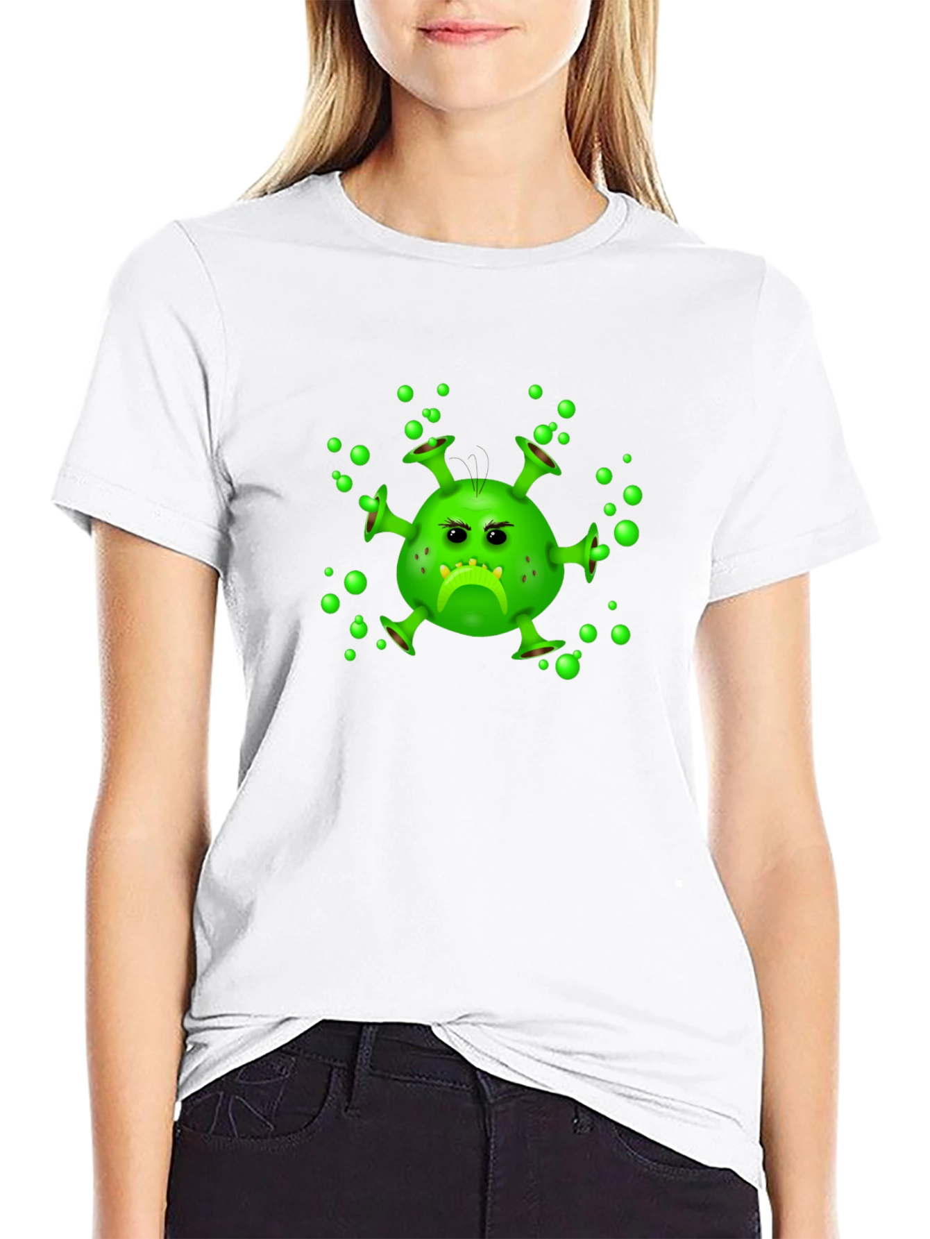 Black Funny Grumpy Virus Graphic Black T-Shirt view 9