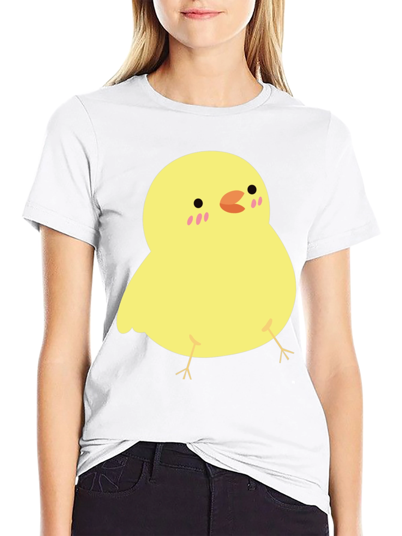 Black Cute Chick Graphic Tee - Black Cotton T-Shirt view 9