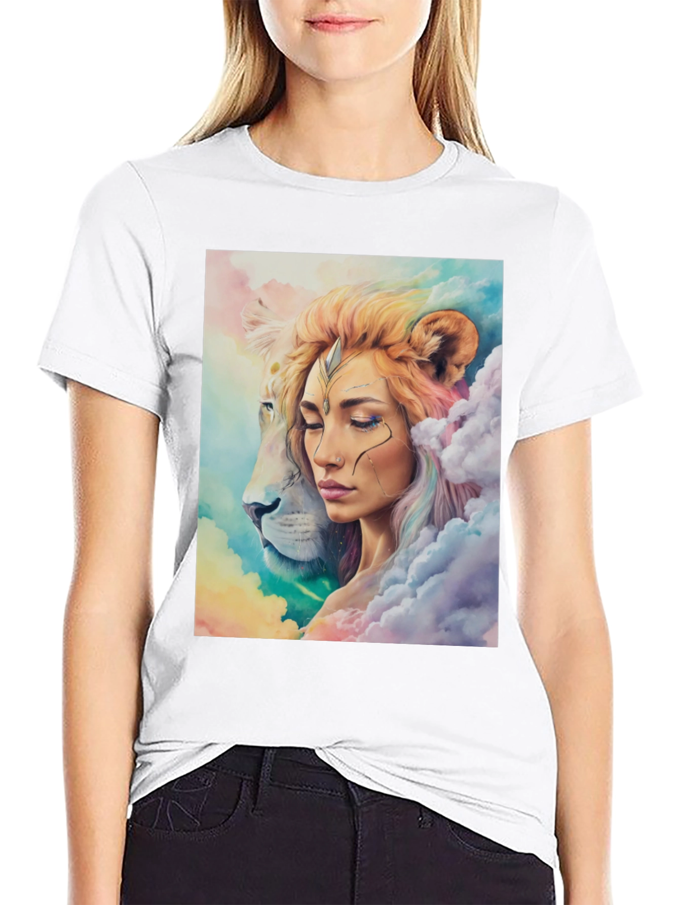 Black Lion Queen Graphic Tee - Stylish Black T-Shirt view 9