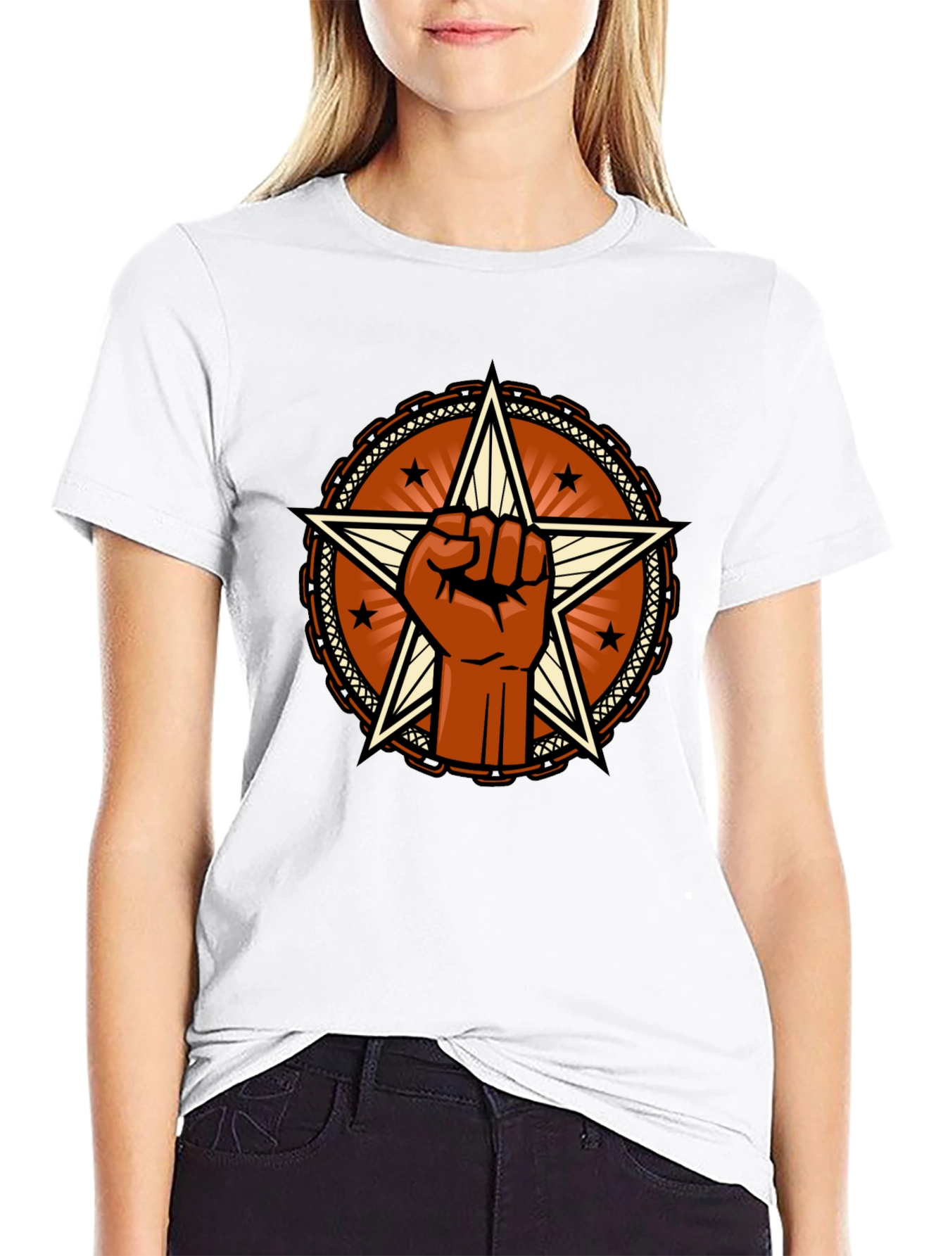 Black Star Fist Graphic Tee - Bold Statement Shirt view 9