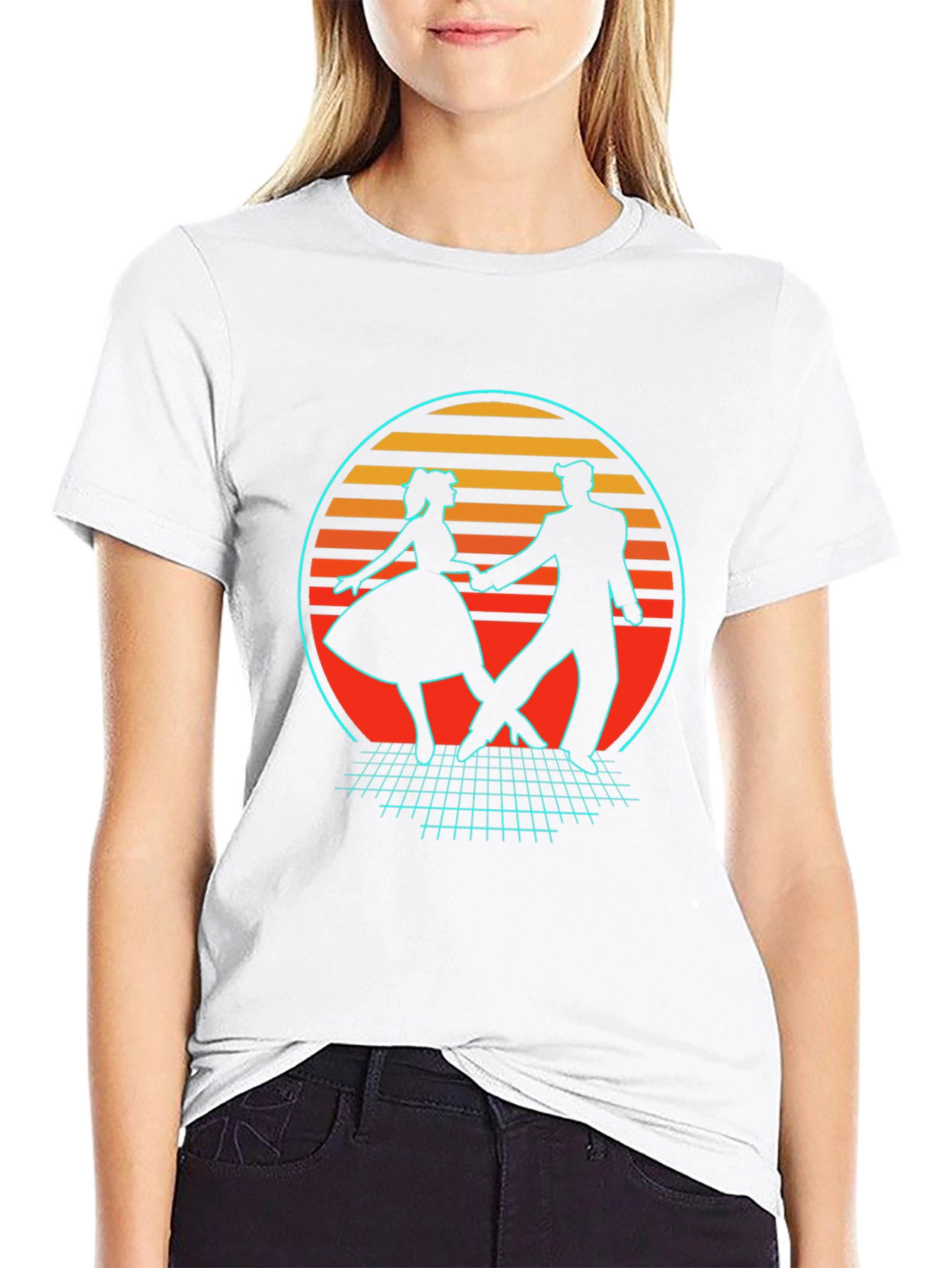 Black Retro Dance T-Shirt - 80s Style view 9