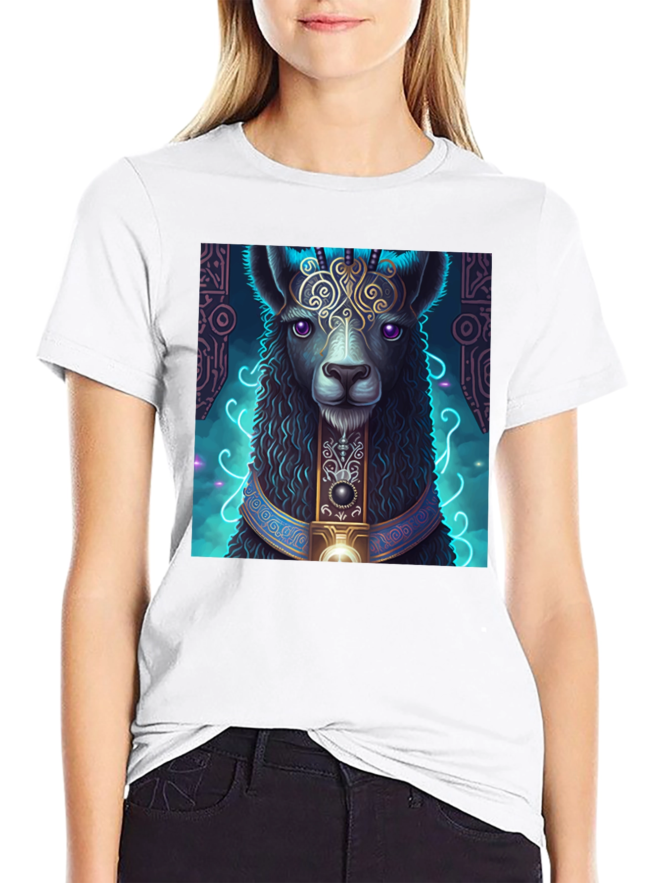 Black Mystical Llama Graphic Tee view 9