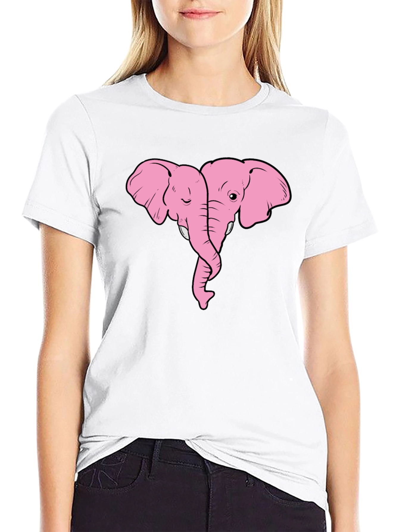 Black Pink Elephant Love T-Shirt view 9