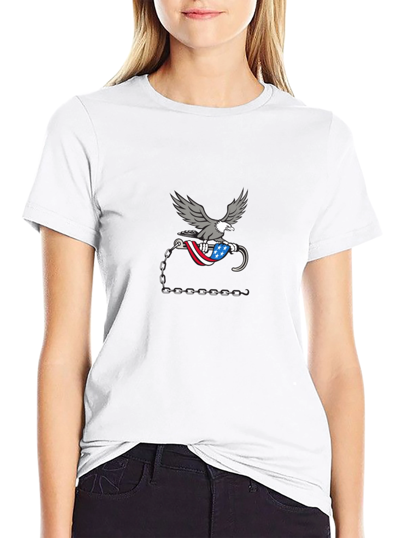 Black Eagle USA Flag Graphic Print T-Shirt view 9