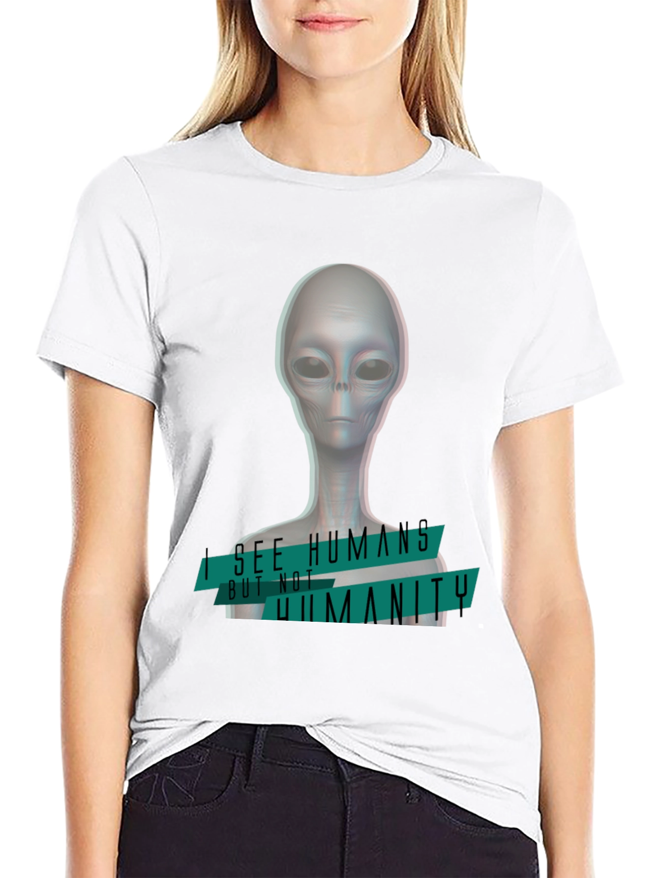Black Alien 'I See Humans' Graphic T-Shirt view 9