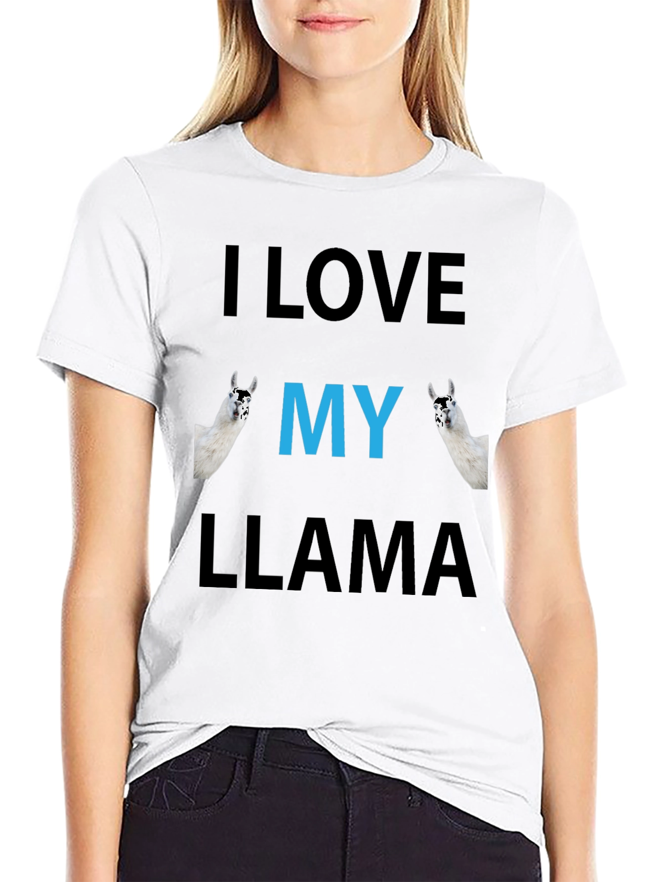 Black I Love My Llama Graphic Tee - Funny Animal Shirt view 9