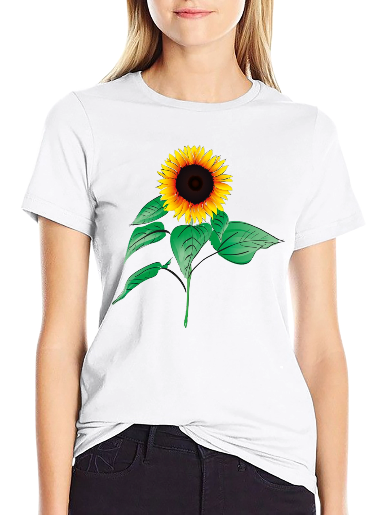 Black Sunflower Graphic Tee - Black Cotton Comfort view 9