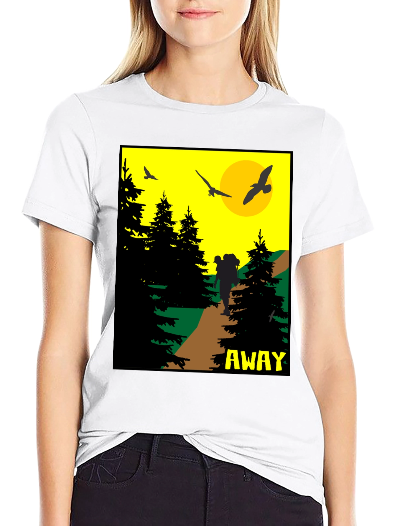 Black Adventure Awaits Graphic Tee - Hiker Design view 9