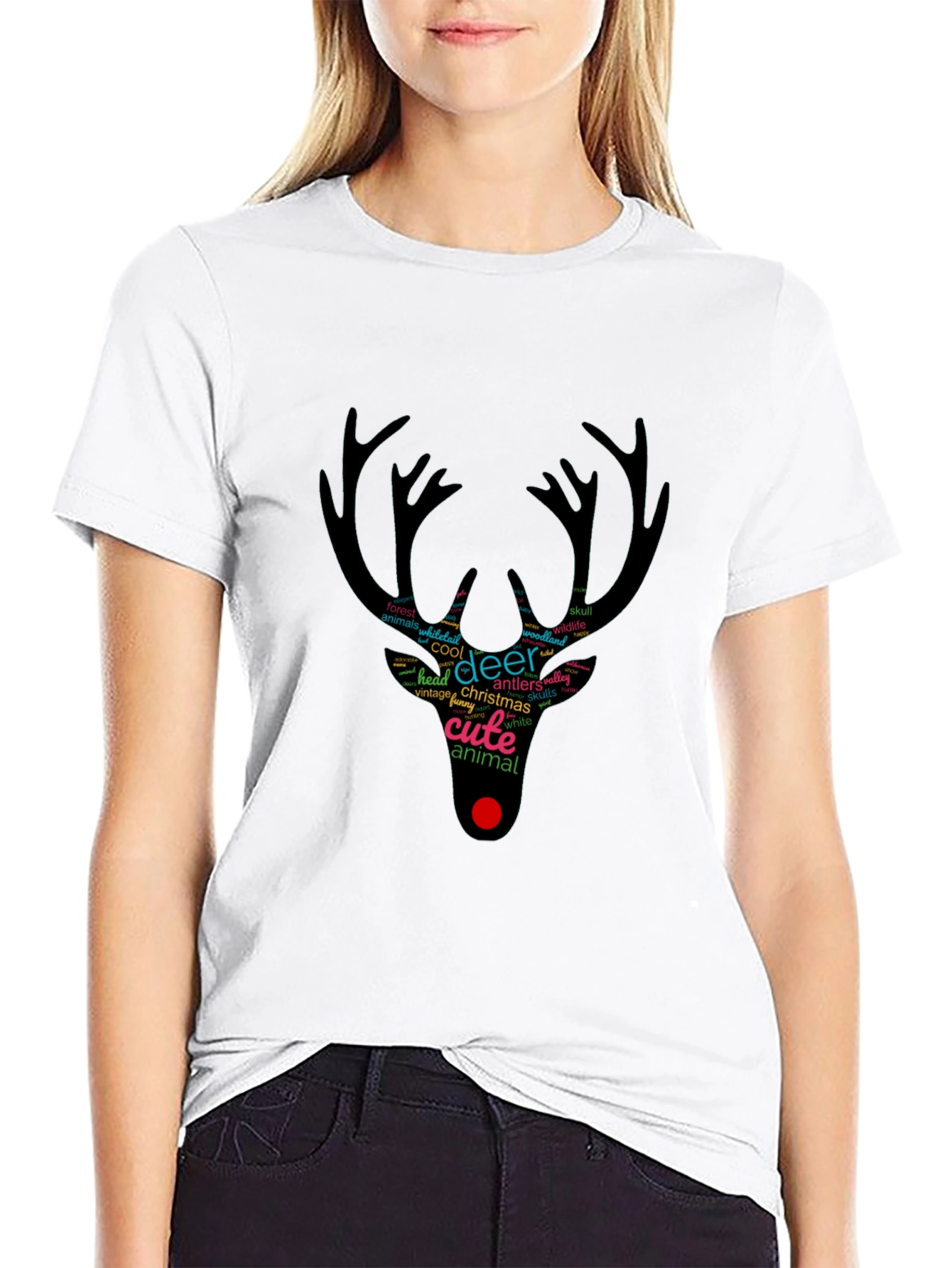 Black Festive Deer Graphic Tee - Holiday Style view 9