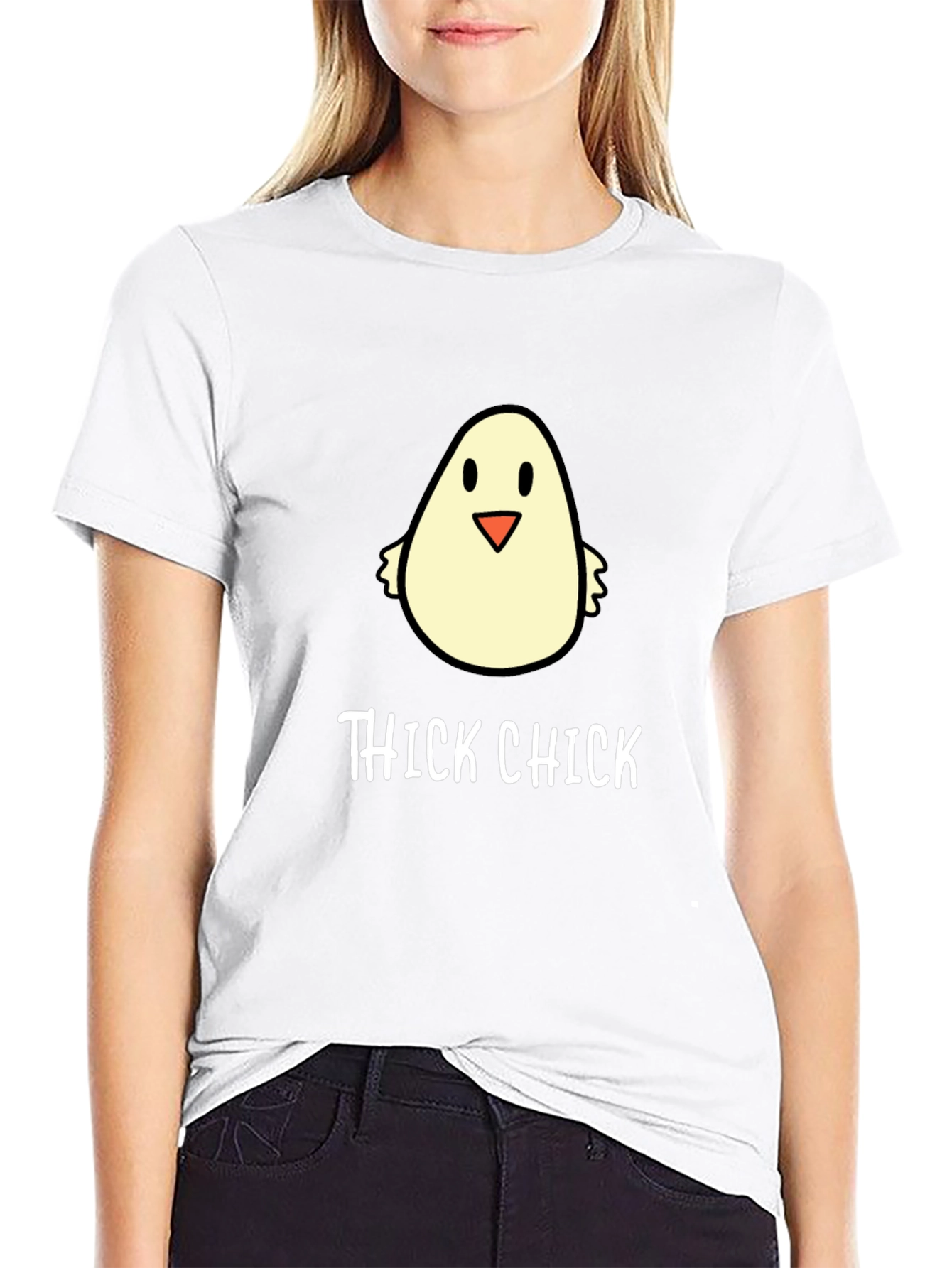 Black Thick Chick T-Shirt - Funny Graphic Tee view 9