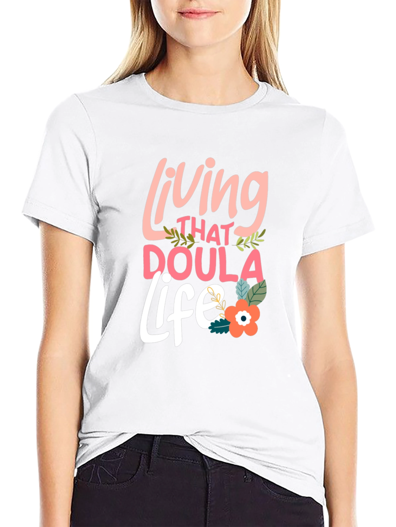 Black Living That Doula Life Black T-Shirt view 9