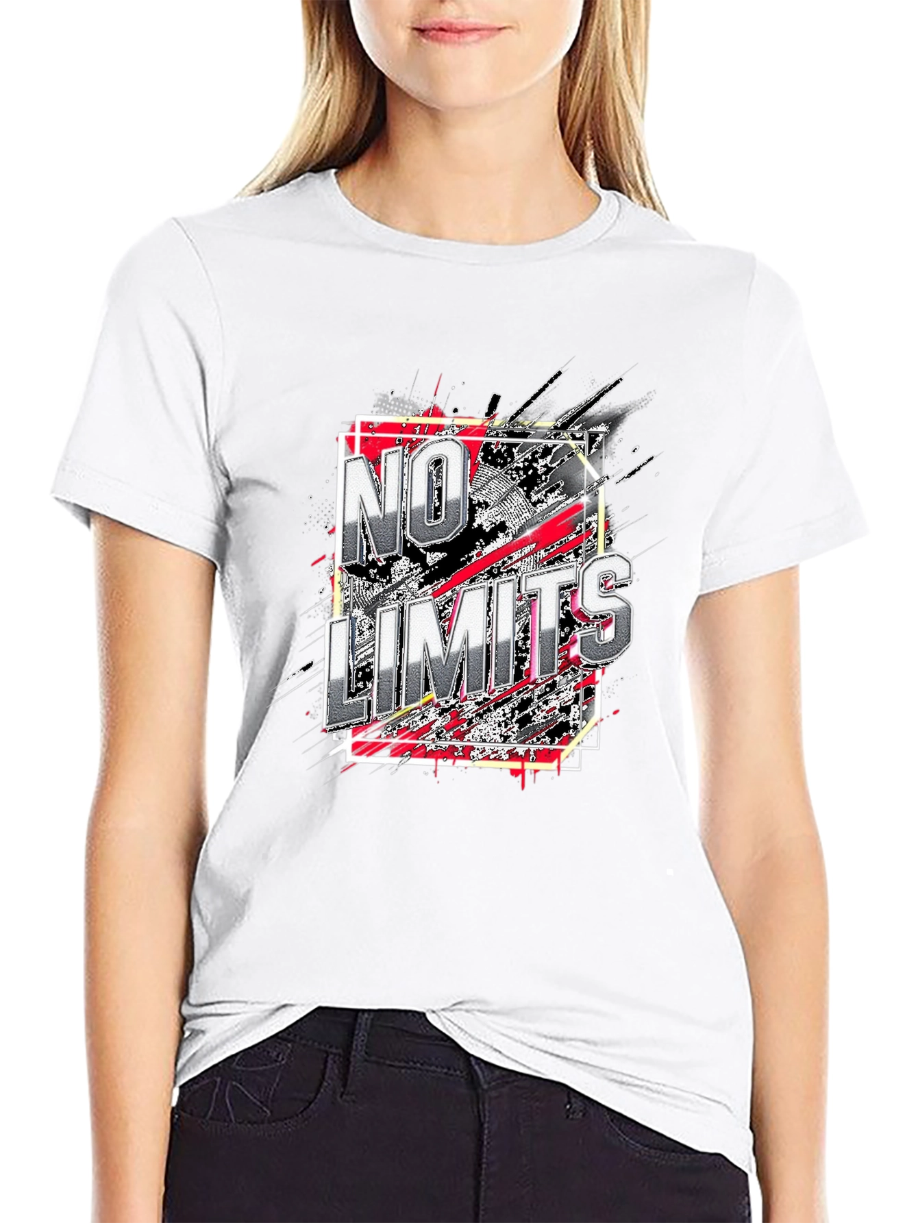 Black No Limits Graphic Print Crew Neck T-Shirt view 9