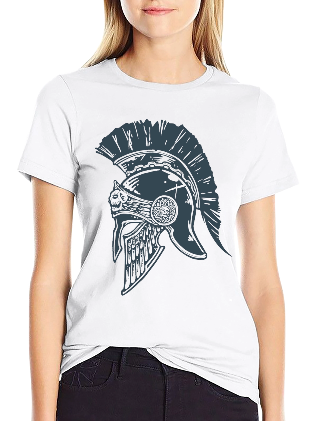 Black Spartan Helmet Graphic Tee - Warrior Style view 9