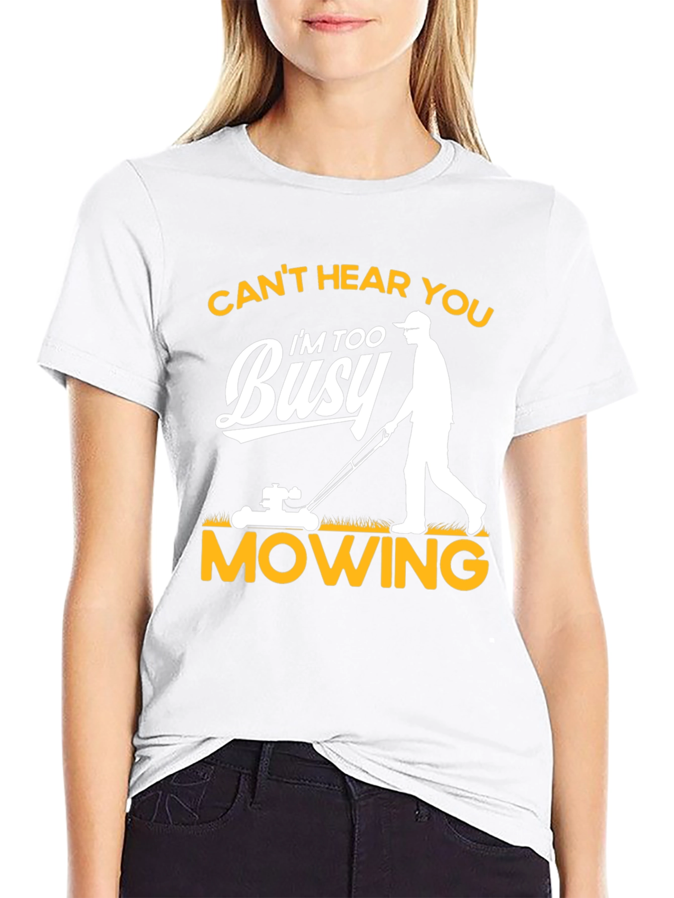 Black Funny Mowing T-Shirt - Can't Hear You view 9