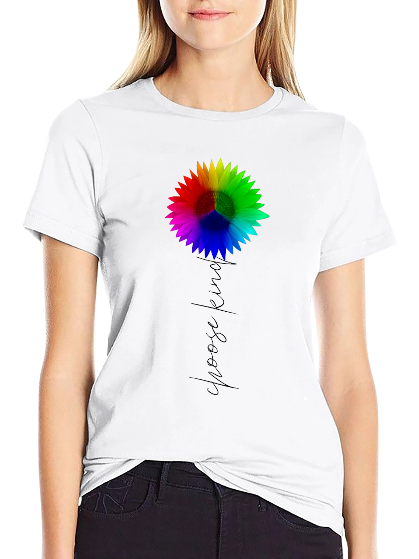 Black Choose Kind Sunflower Tee - Black view 9