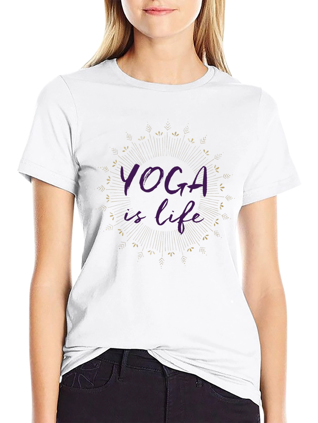 Black Yoga Is Life T-Shirt - Black view 9