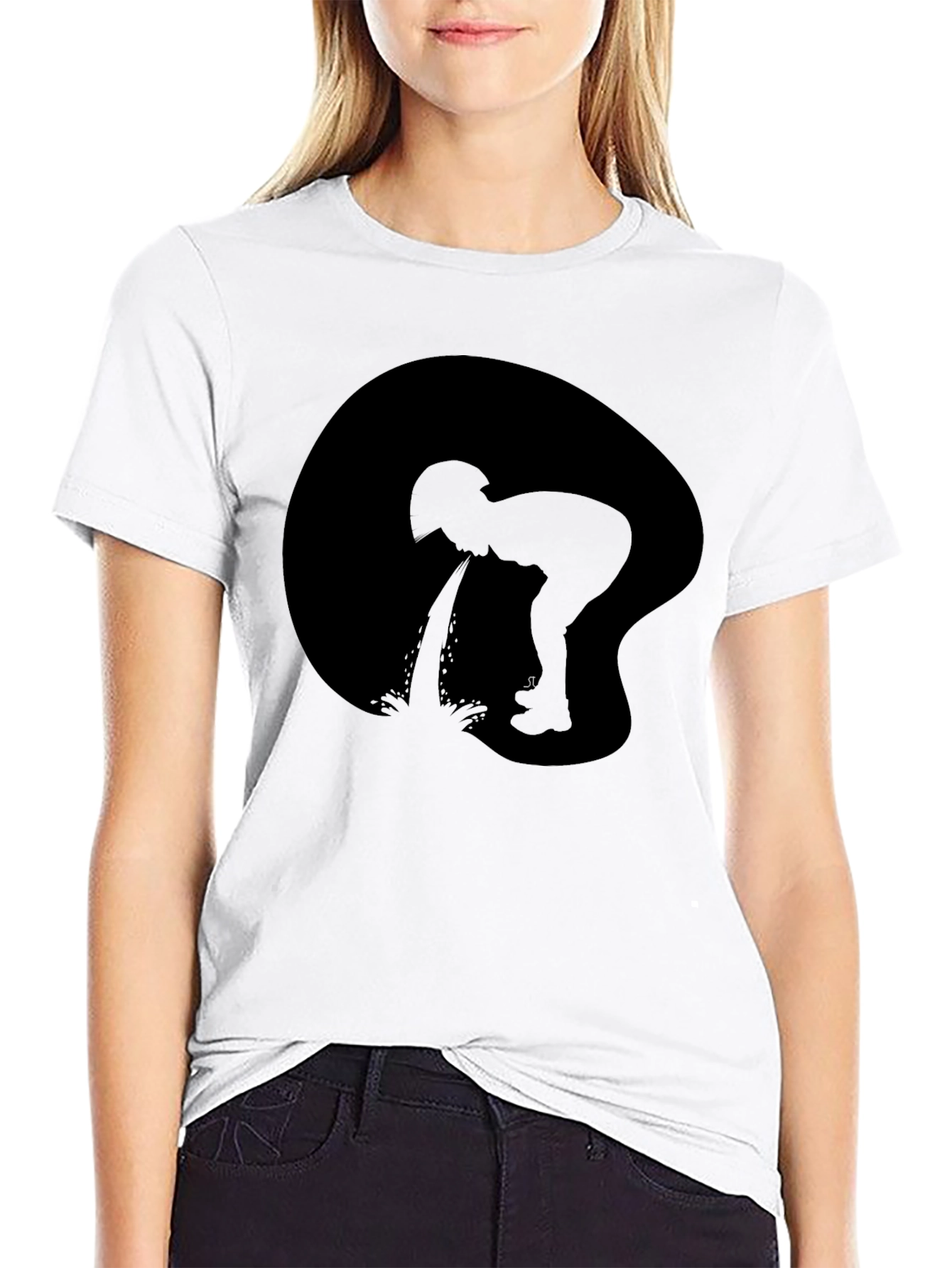 Black Black T-Shirt with Silhouette Graphic view 9