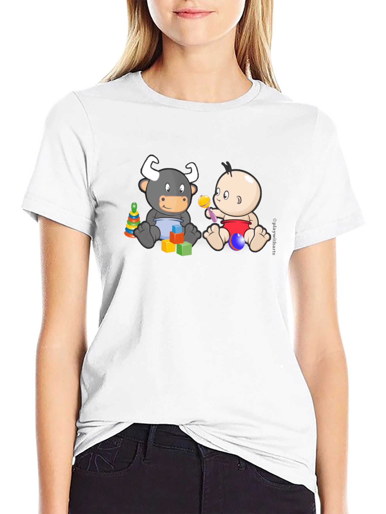Black Baby & Bull Graphic T-Shirt view 9