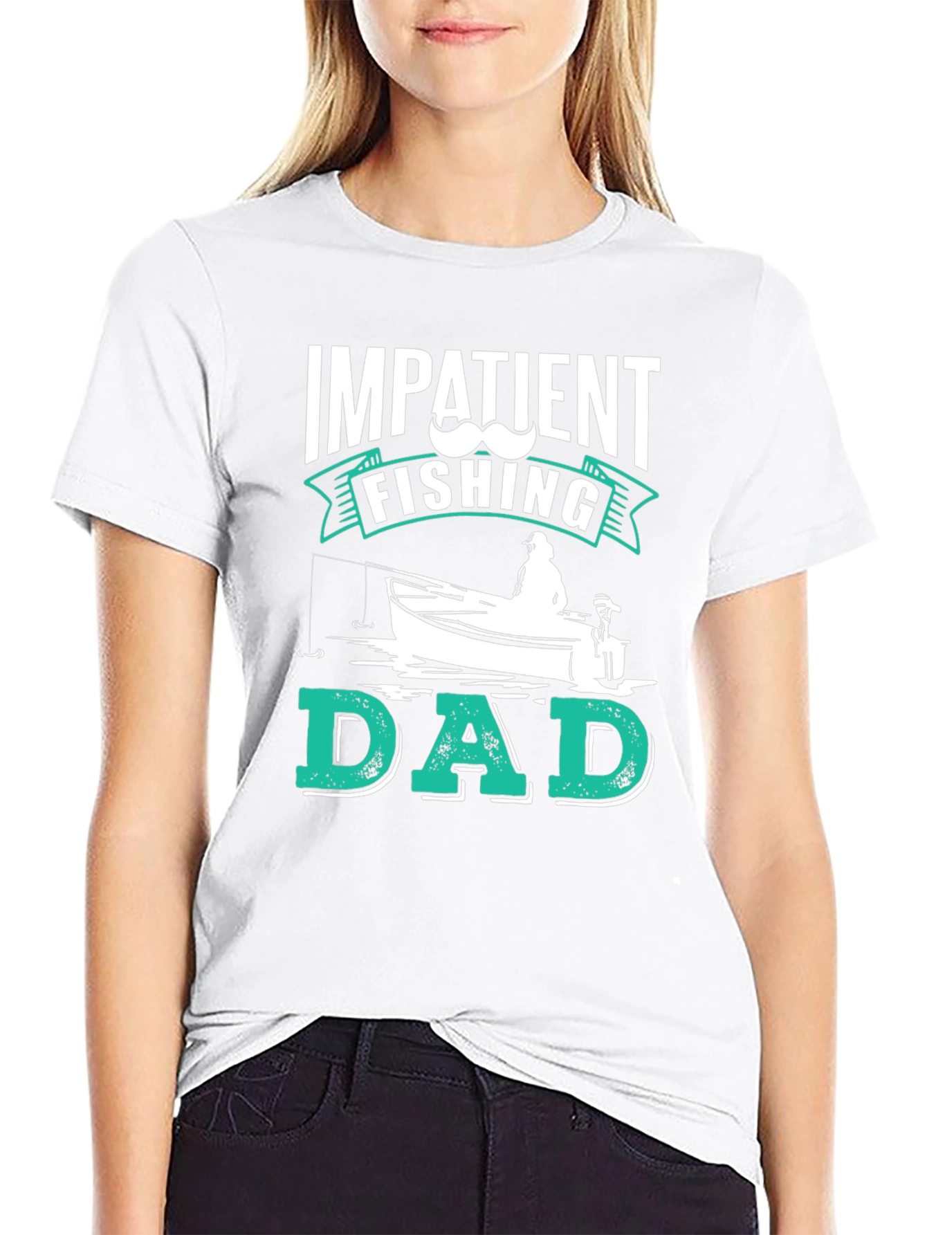 Black Impatient Fishing Dad Black Graphic Tee view 9