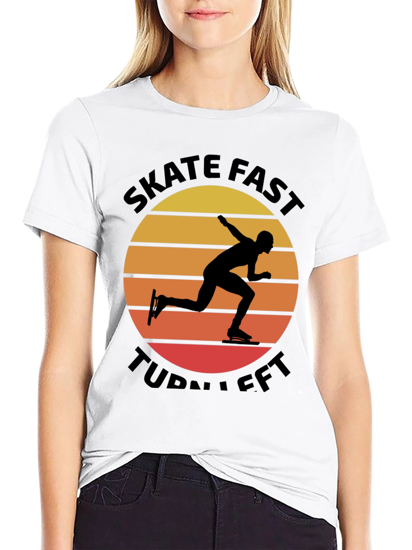 Black Skate Fast Turn Left Black T-Shirt view 9