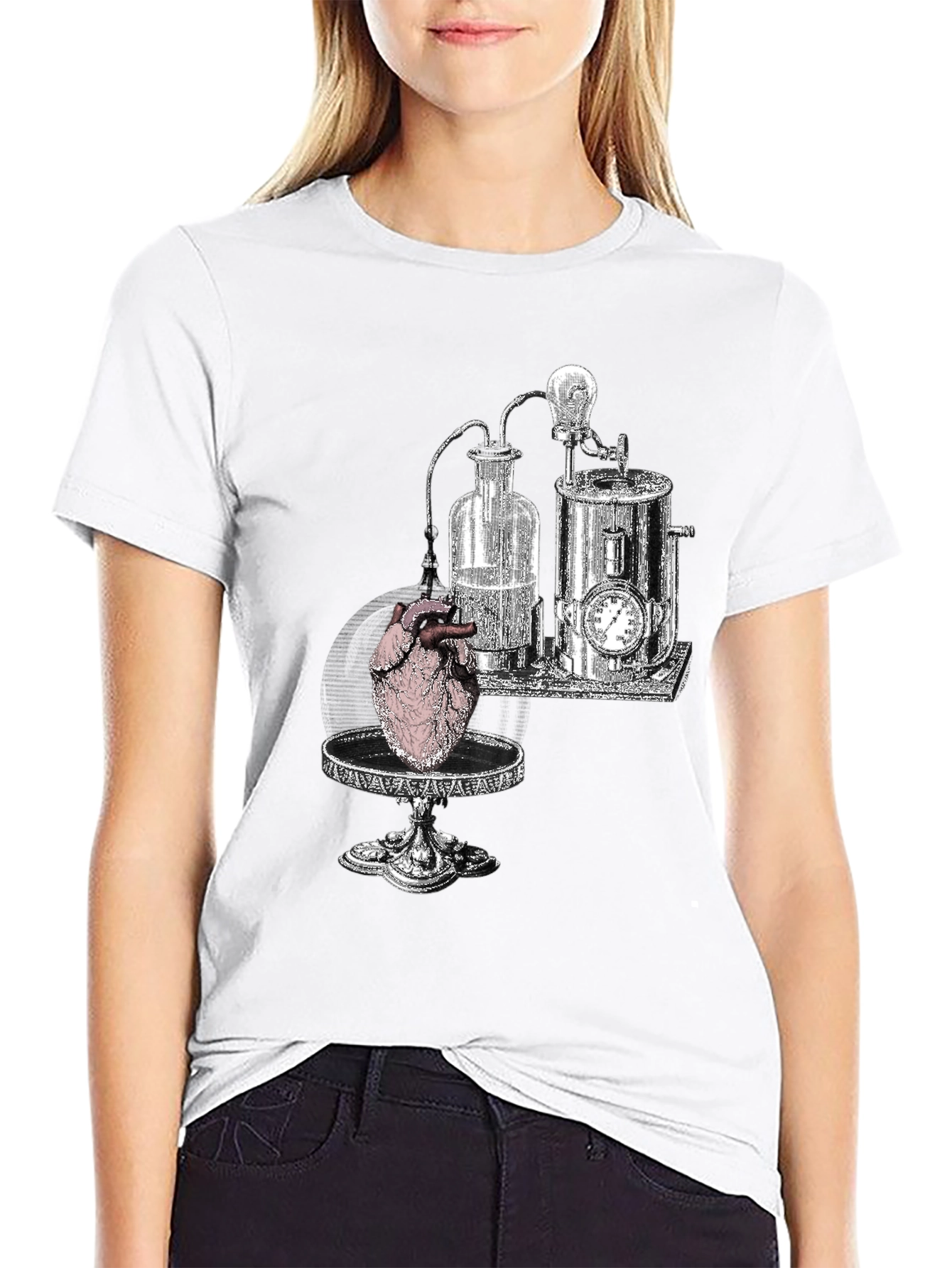 Black Steampunk Heart T-Shirt - Black Graphic Tee view 9