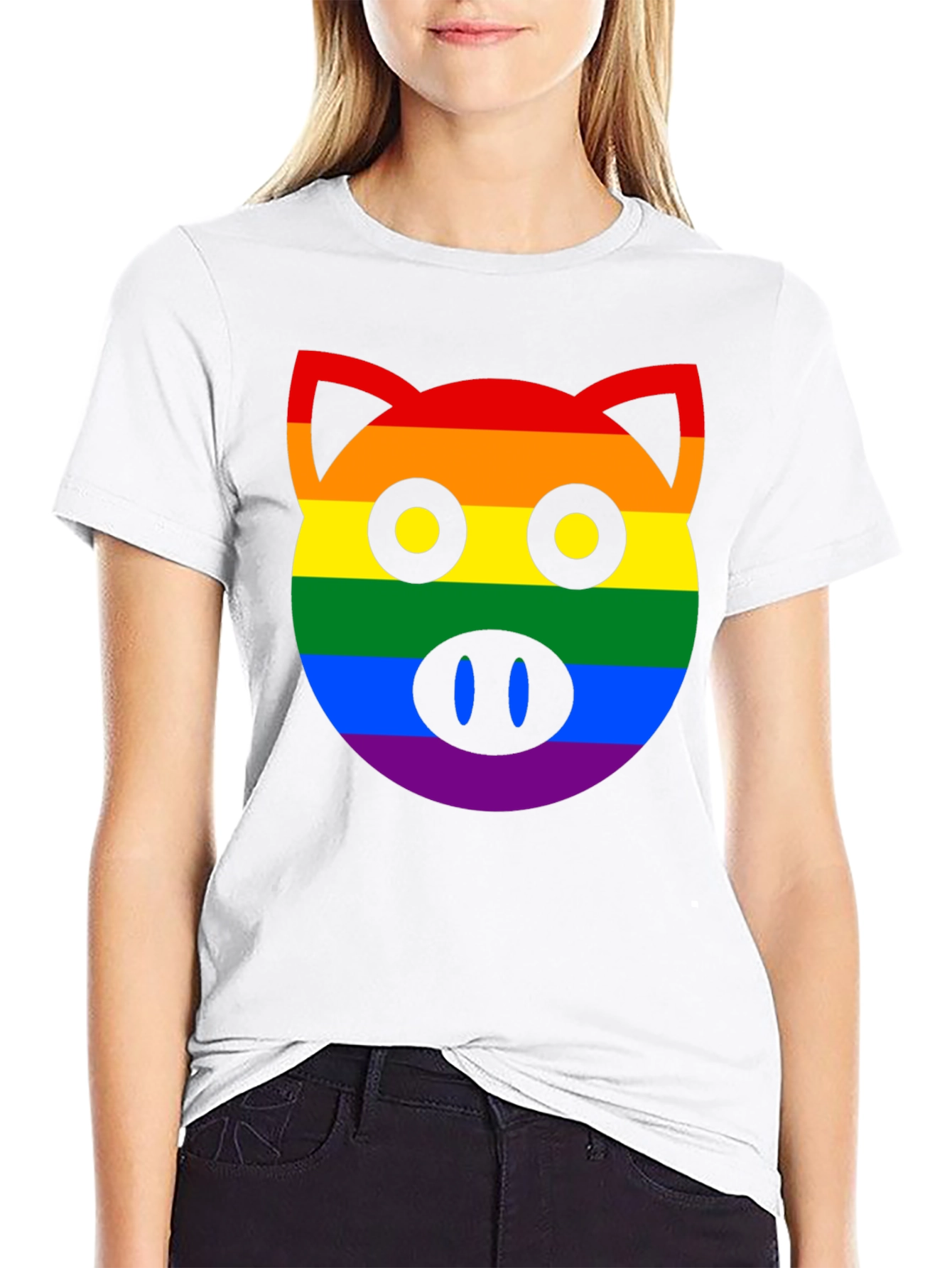 Black Pride Pig Graphic T-Shirt - LGBTQ+ Rainbow Design view 9