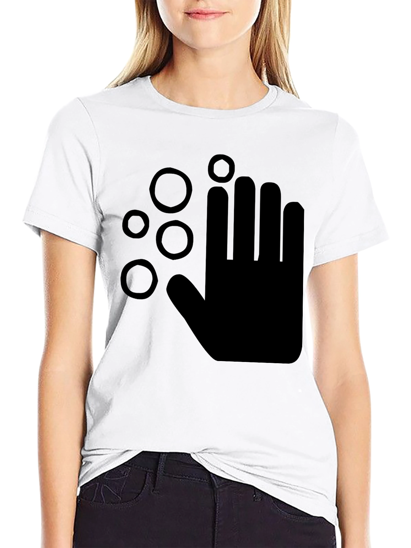 Black Washing Hands Graphic Black T-Shirt view 9