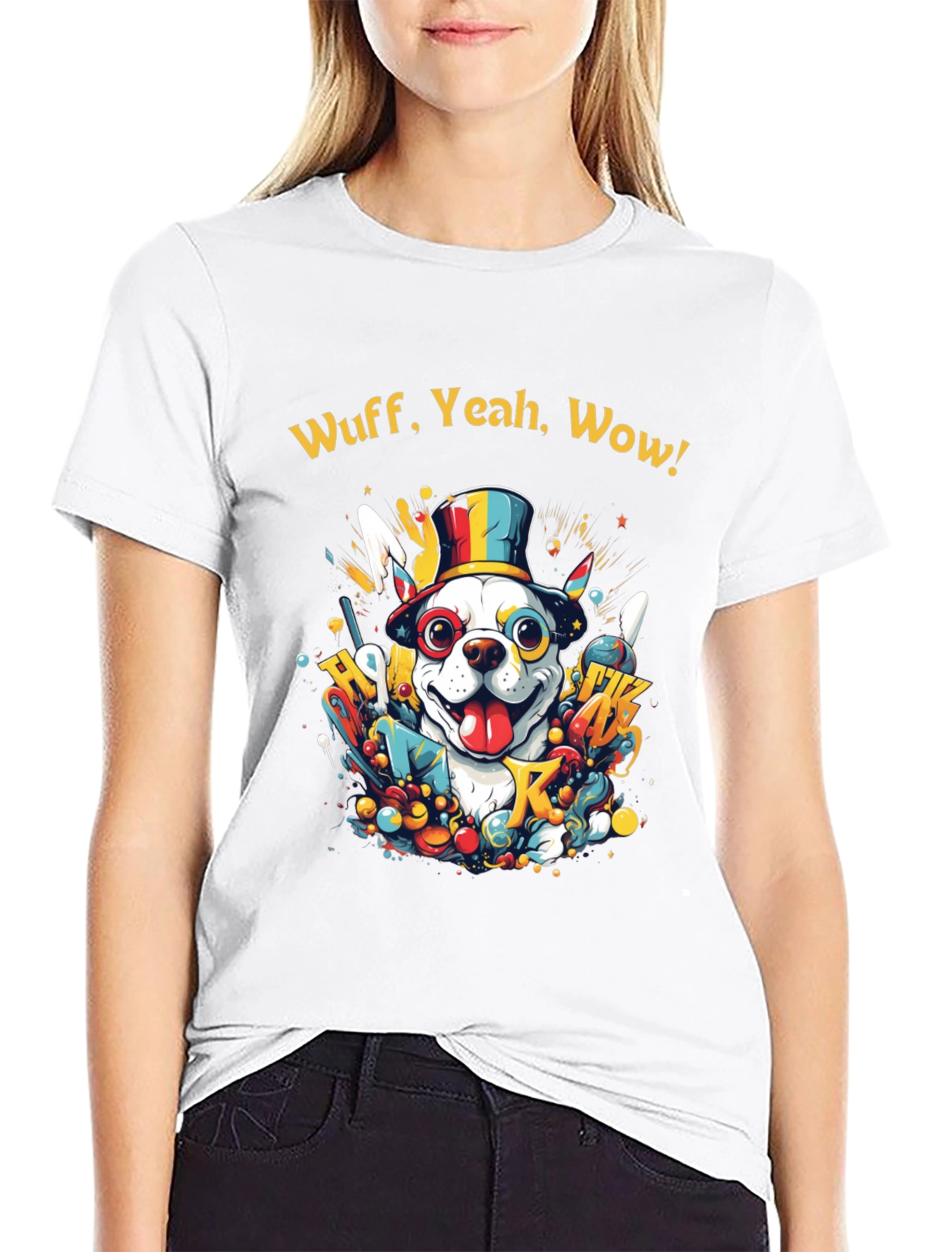 Black Wuff, Yeah, Wow Dog Graphic Tee view 9