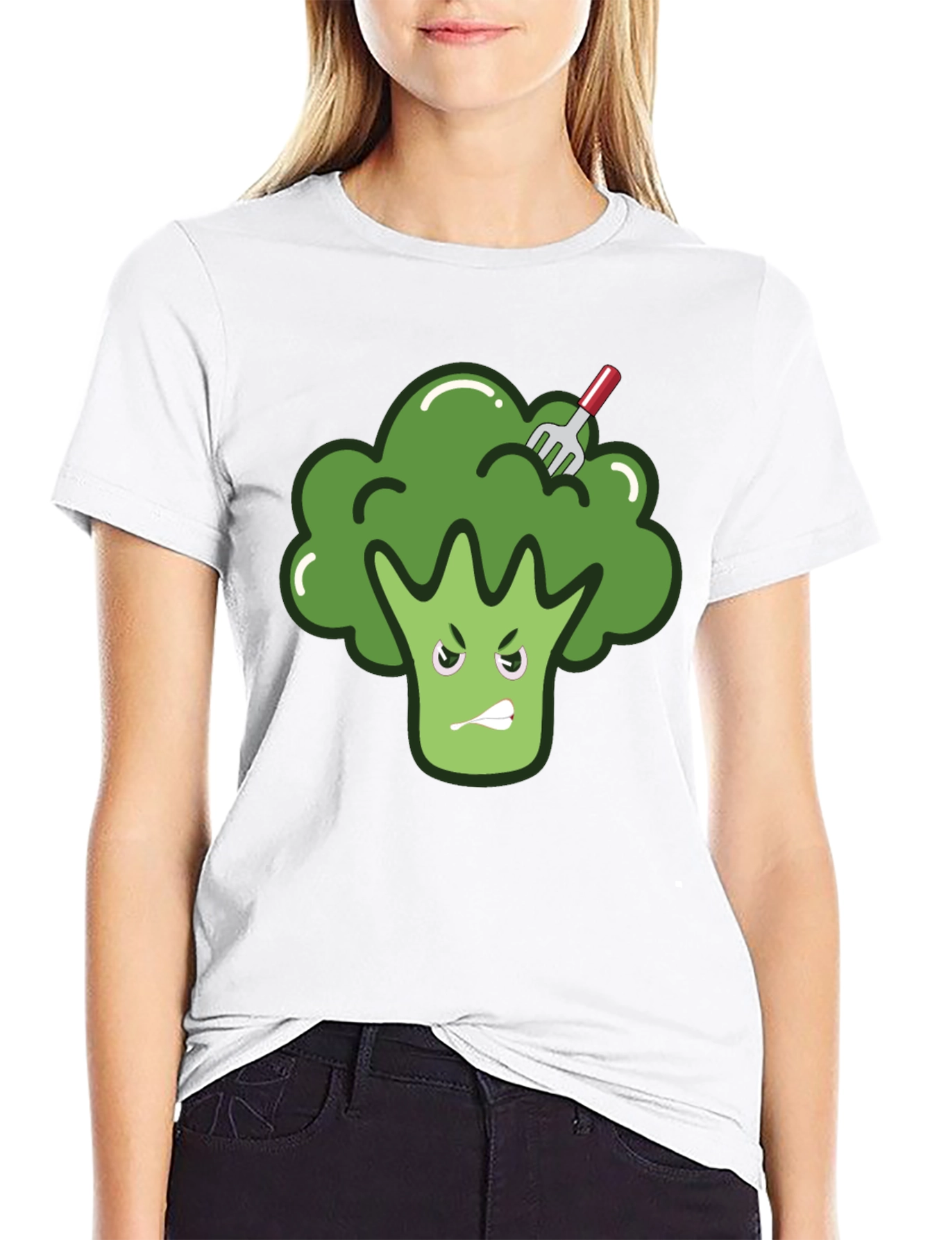 Black Funny Broccoli T-Shirt - Vegetarian Vegan Tee view 9