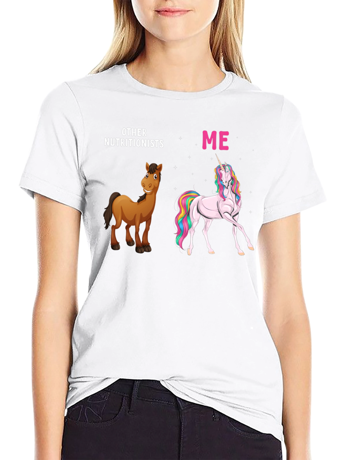 Black Nutritionist Horse & Unicorn T-Shirt view 9