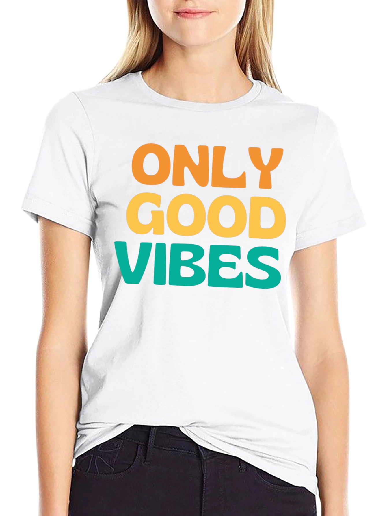Black Only Good Vibes T-Shirt - Positive Message Tee view 9