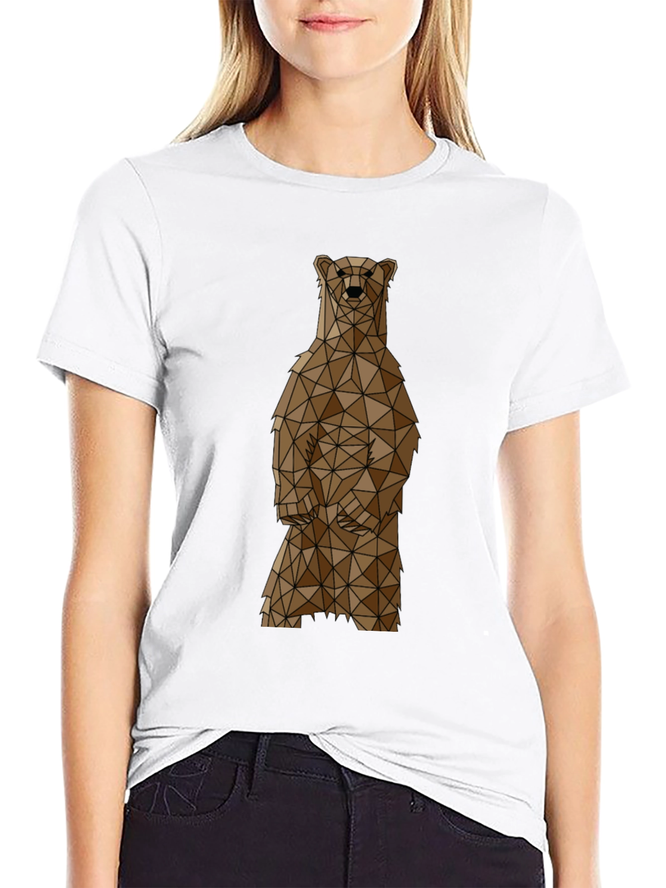 Black Geometric Bear Graphic Tee - Black view 9