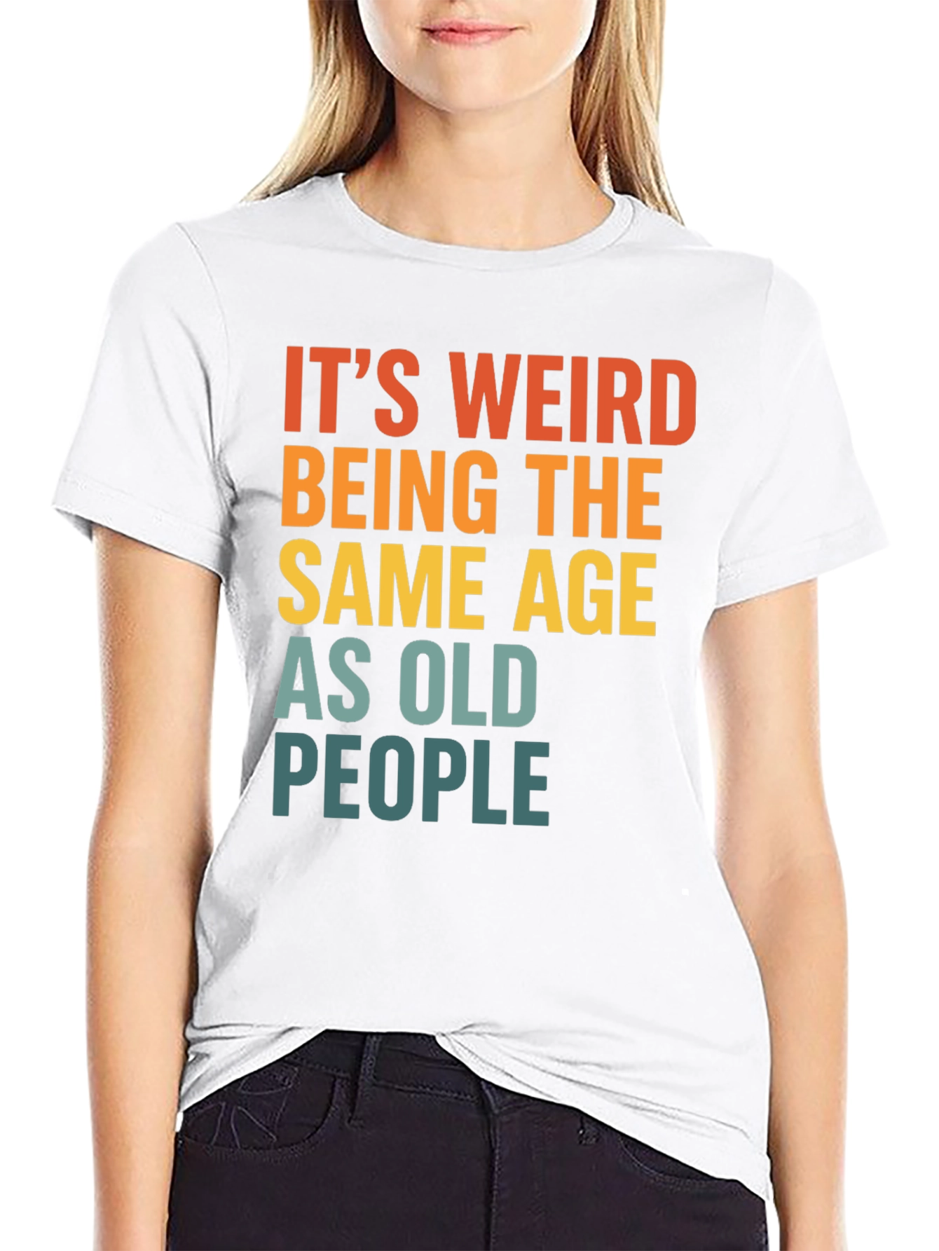 Black Funny "Same Age As Old People" Graphic T-Shirt view 9