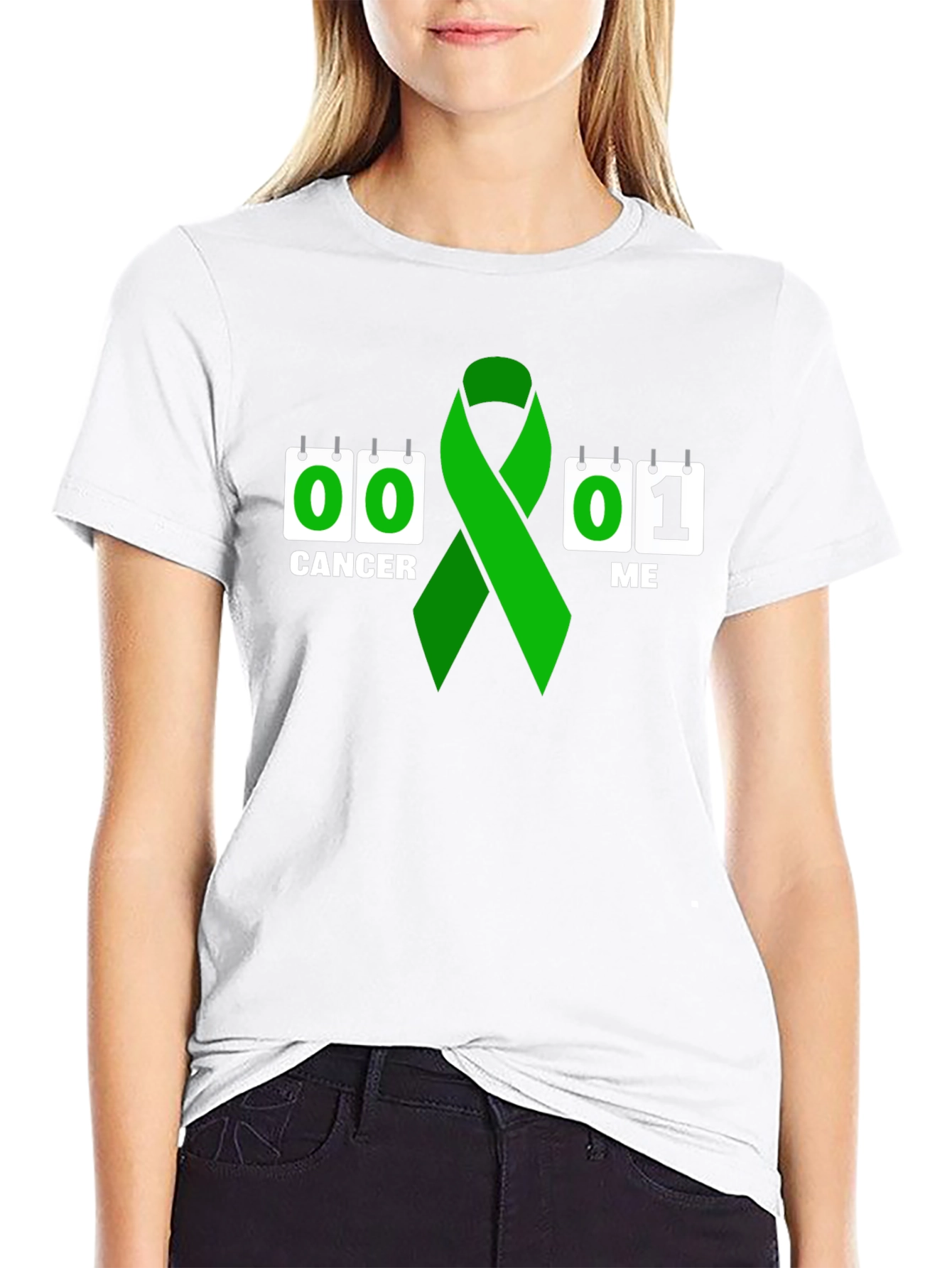 Black Cancer Survivor T-Shirt: Green Ribbon view 9