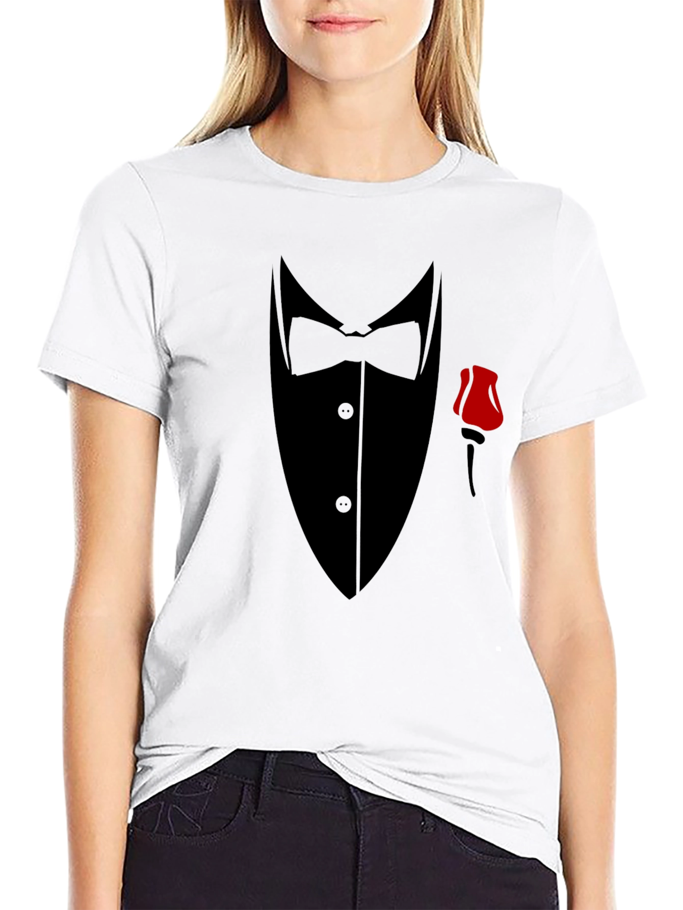 Black Tuxedo Graphic T-Shirt - Formal Wear Illusion view 9