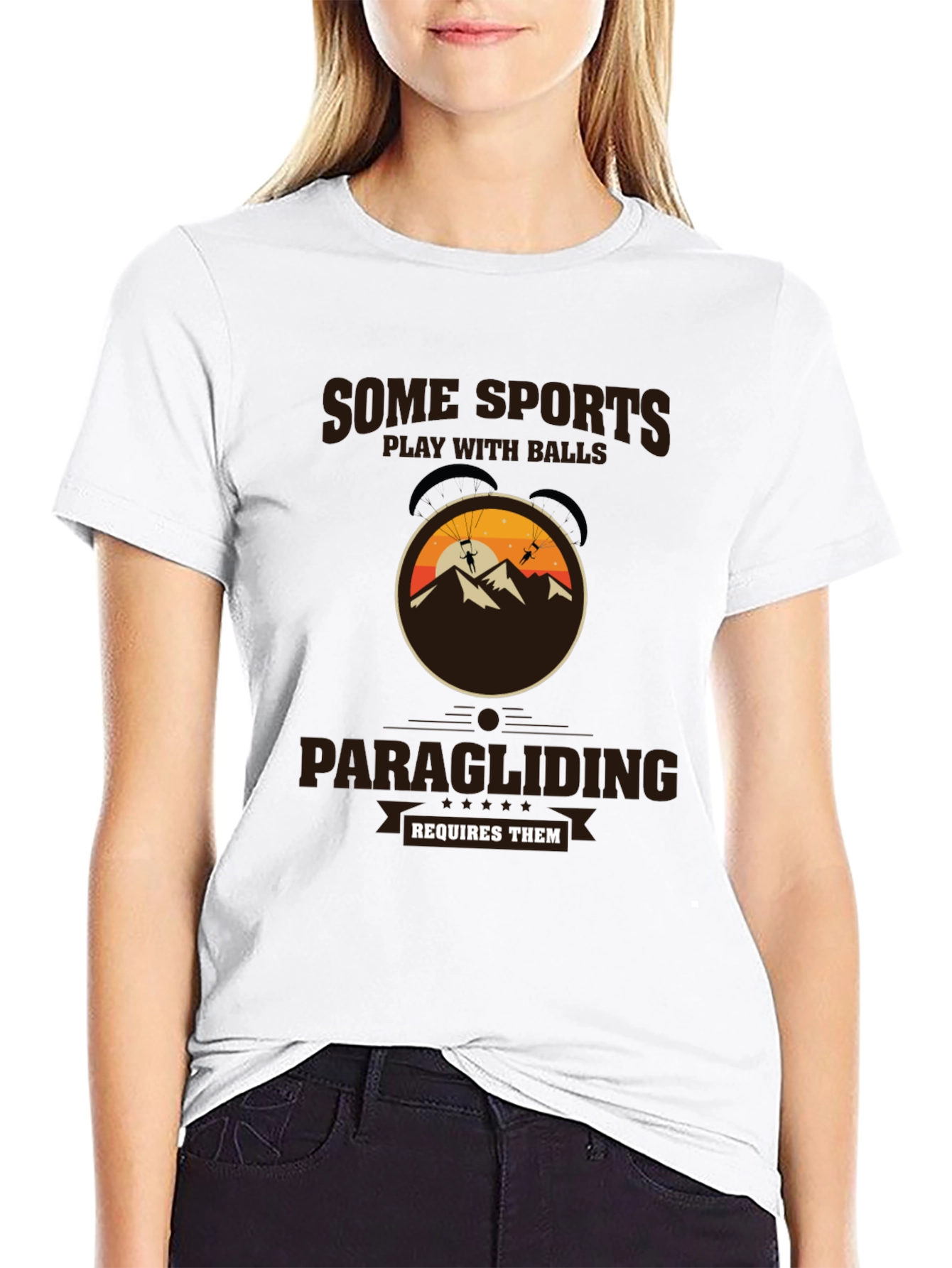 Black Paragliding T-Shirt: Some Sports Require Balls view 9