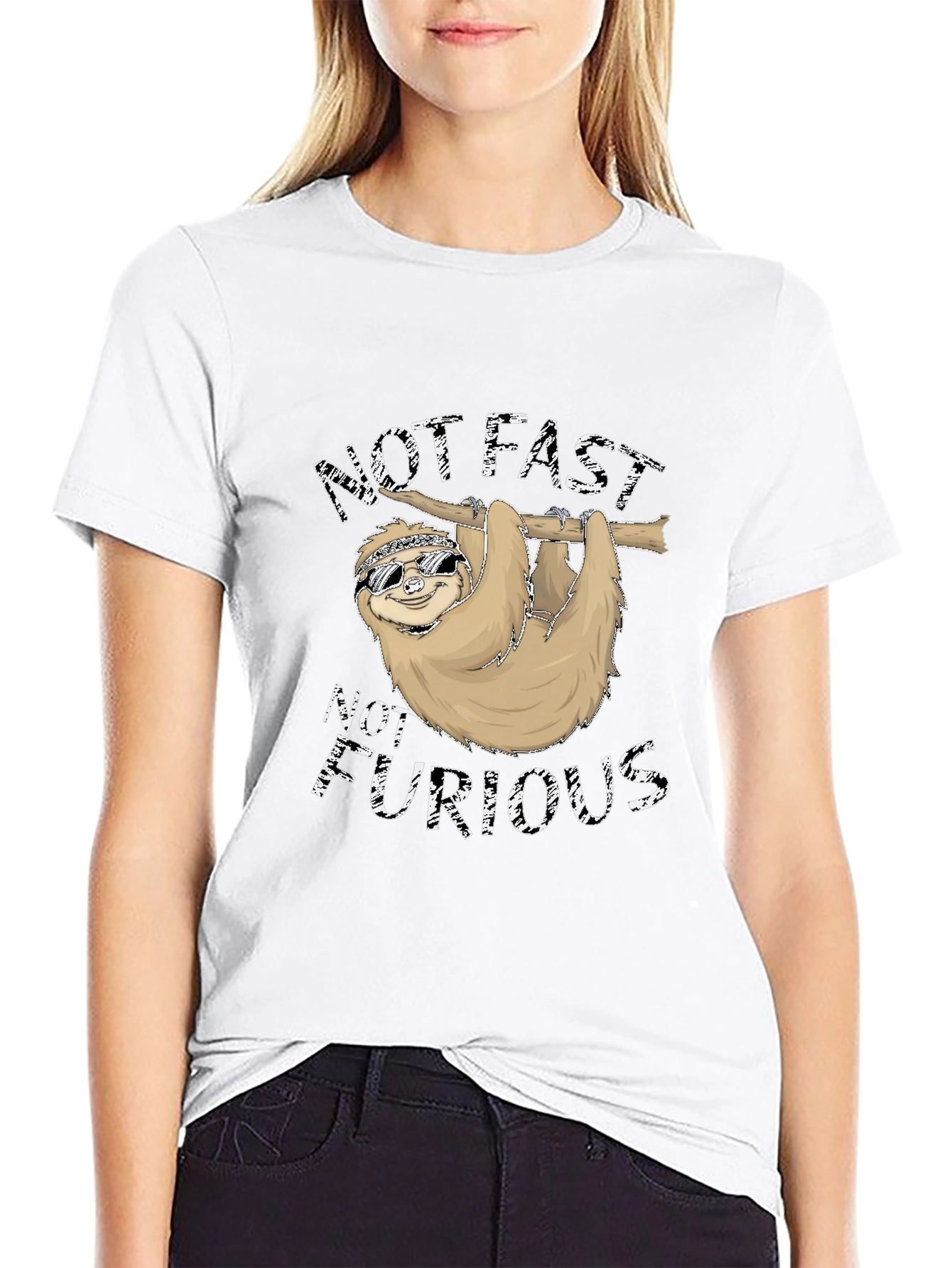 Black Not Fast Not Furious Sloth T-Shirt view 9
