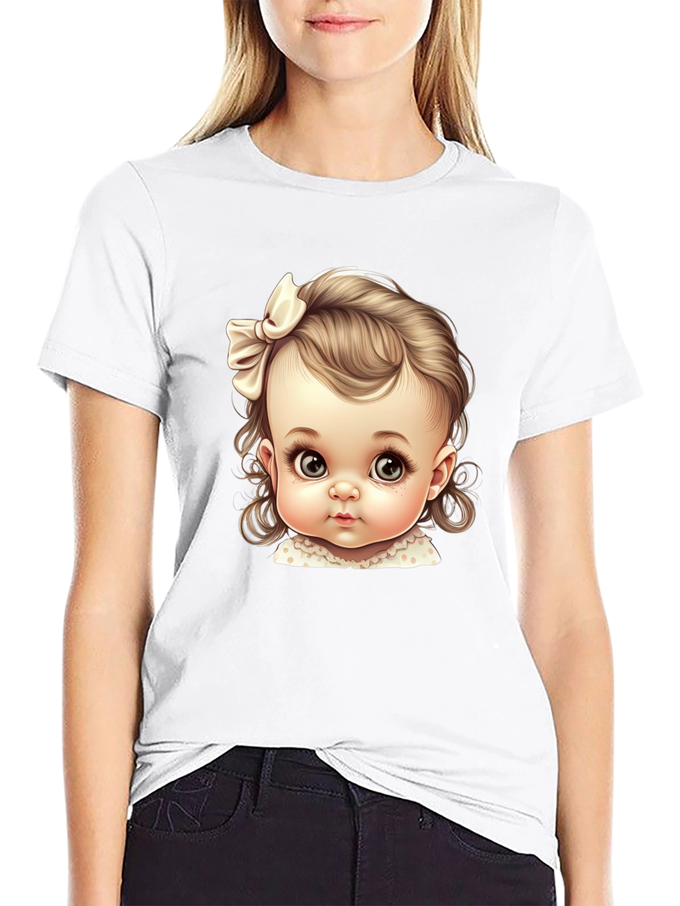 Black Baby Doll Graphic Tee - Cute & Stylish Black T-Shirt view 9