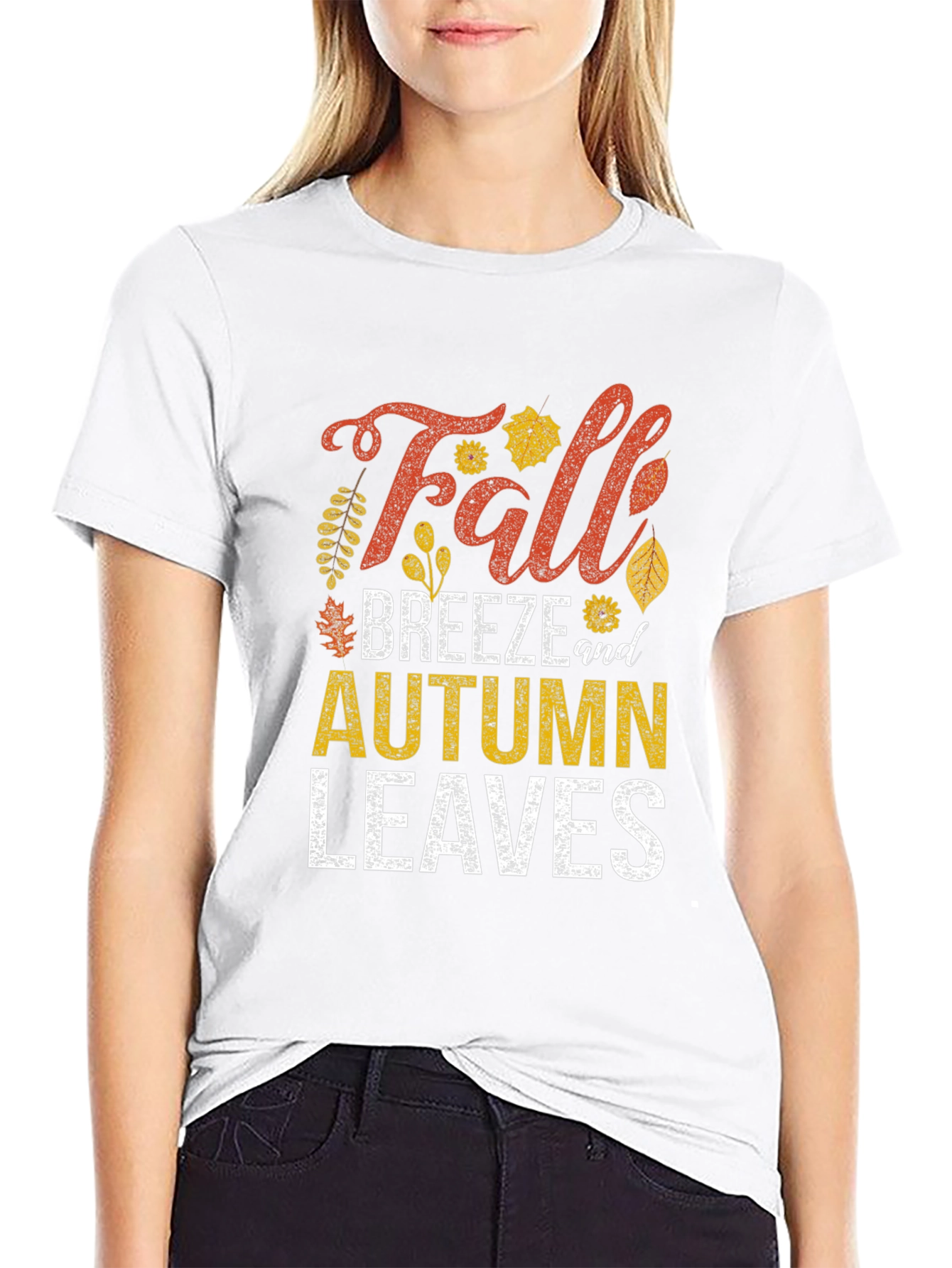Black Fall Breeze & Autumn Leaves Graphic Tee view 9