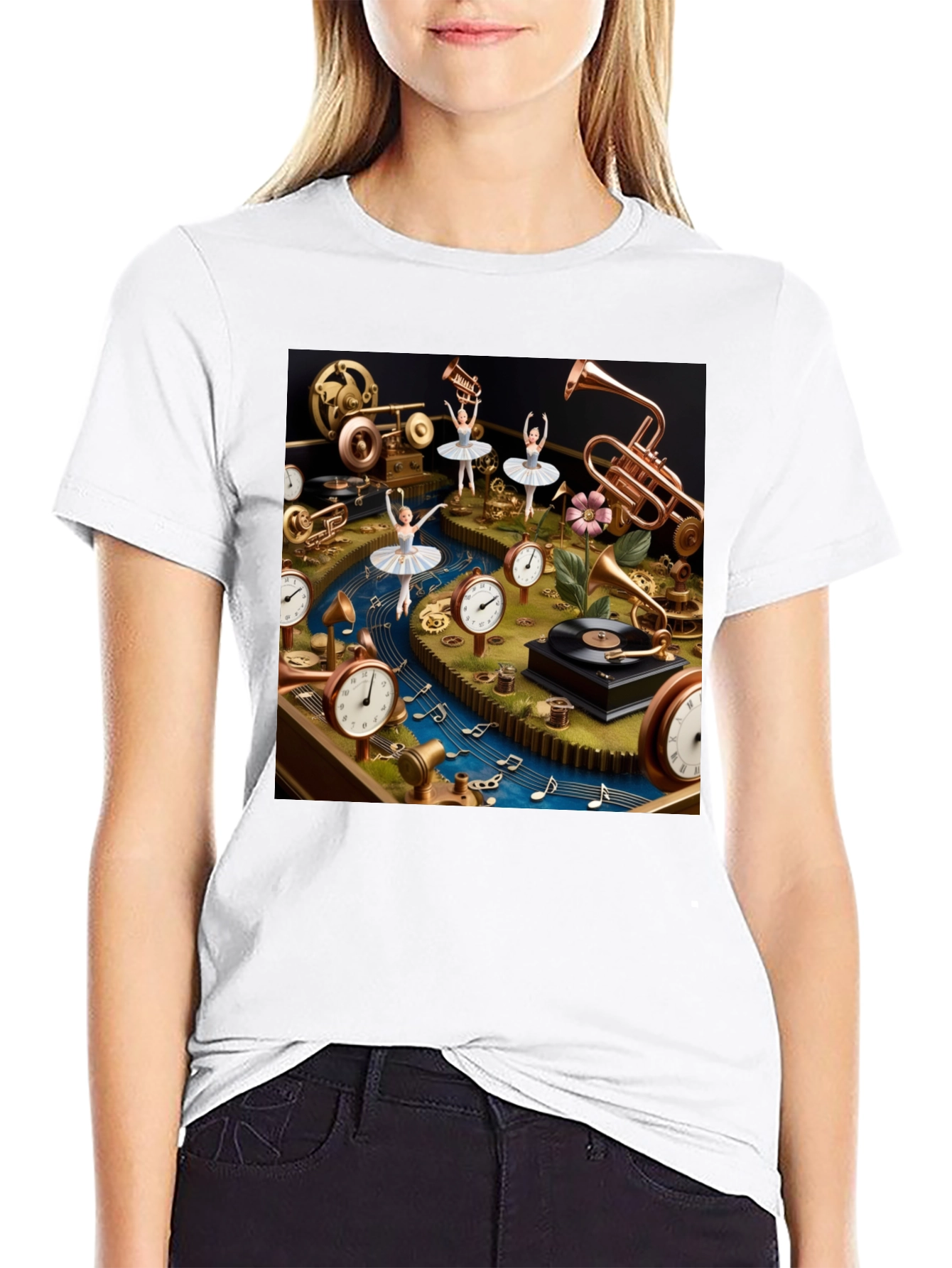 Black Steampunk Ballerina T-Shirt view 9