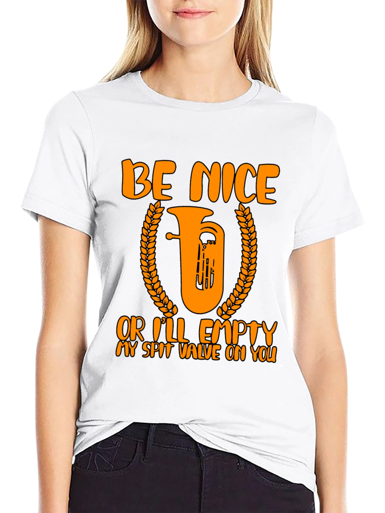 Black Be Nice Tuba Humor T-Shirt view 9