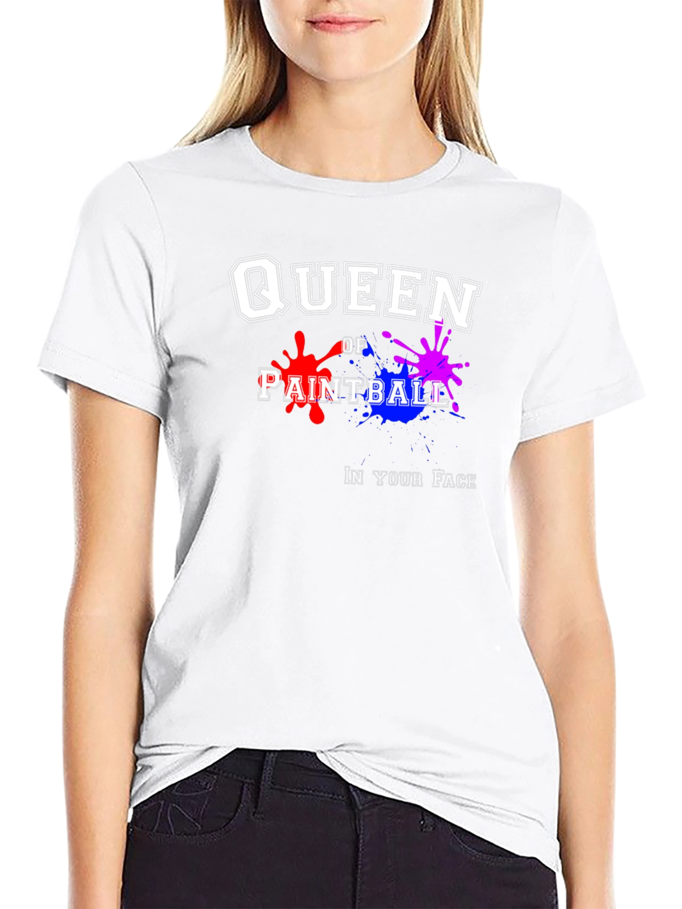 Black Queen of Paintball Black Graphic T-Shirt view 9
