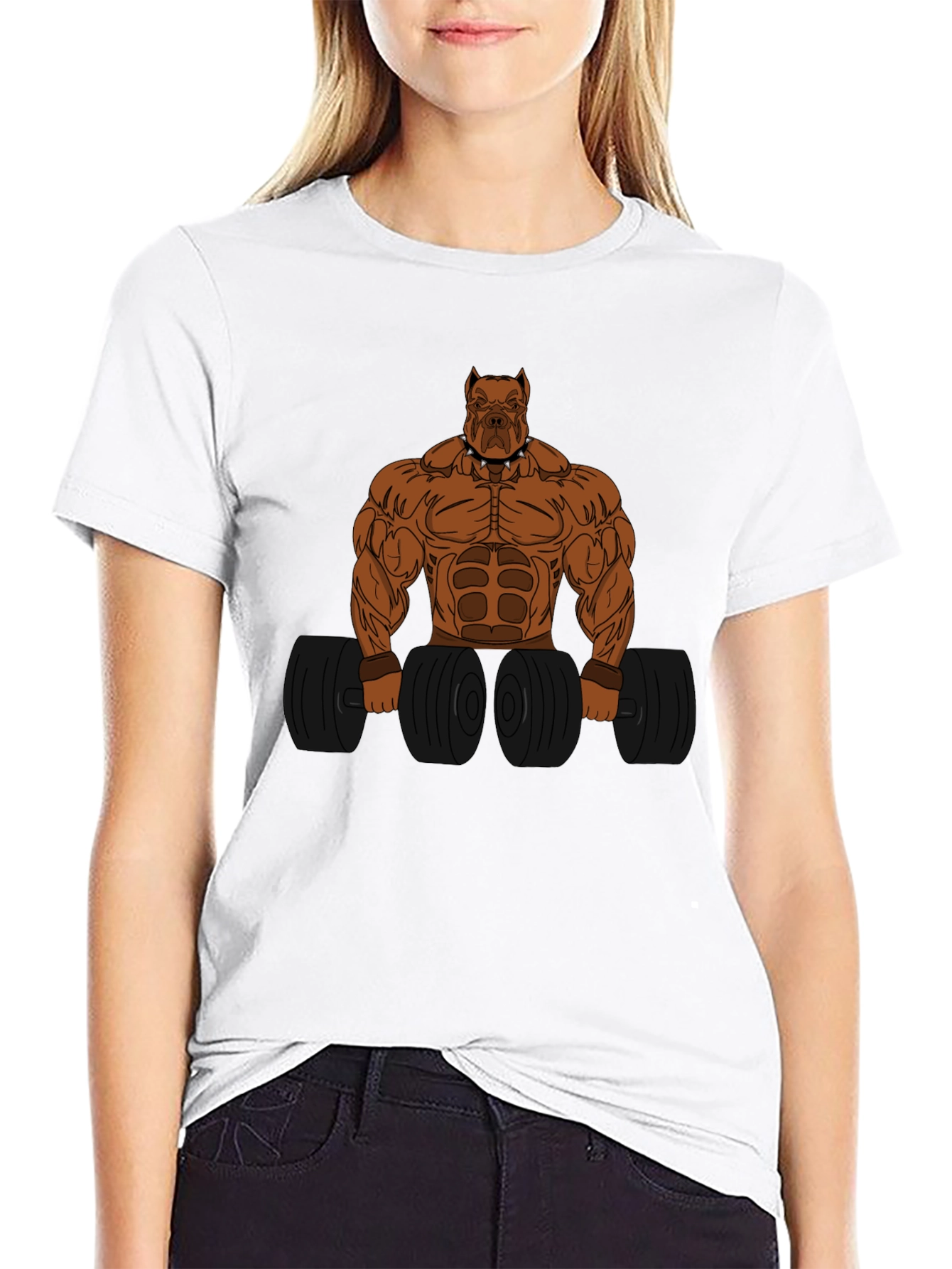 Black Muscle Dog T-Shirt: Gym Beast Mode Apparel view 9