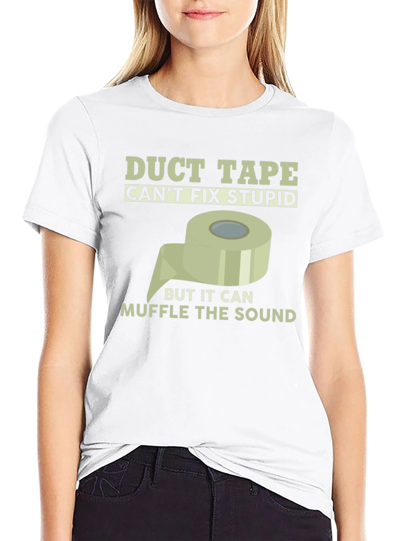 Black Funny Duct Tape Fixes Stupid T-Shirt view 9