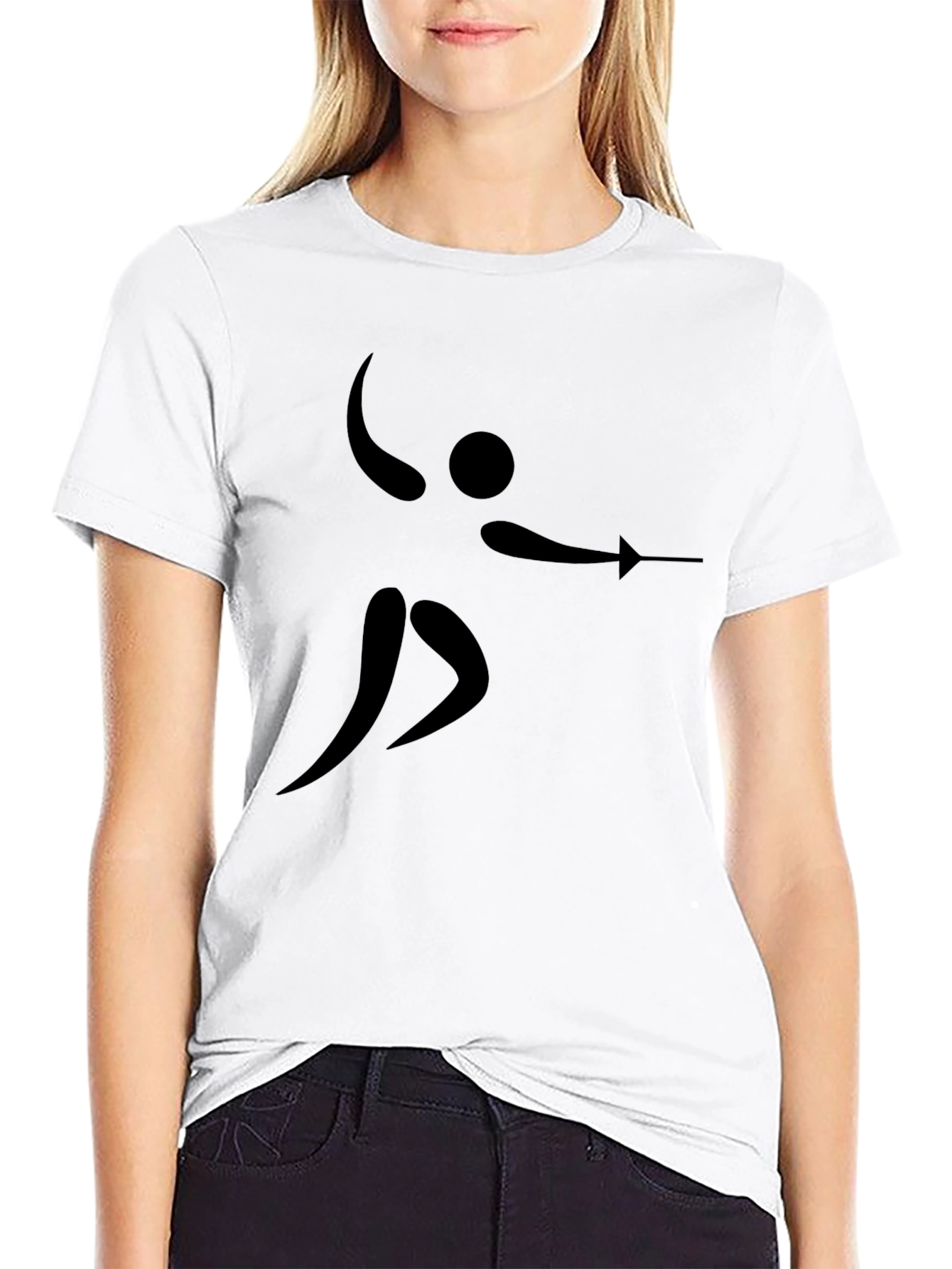 Black Fencing Silhouette Black T-Shirt view 9