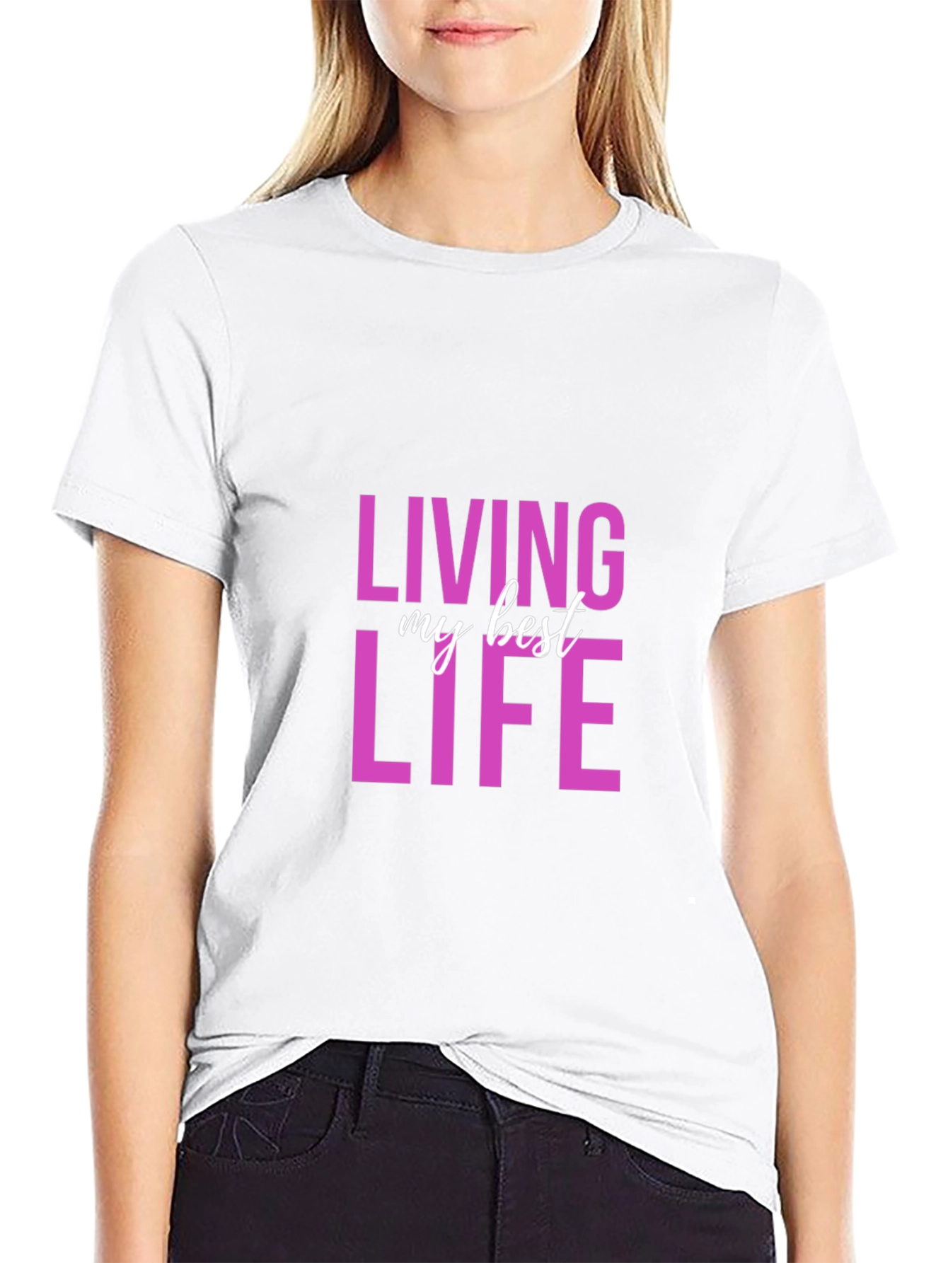 Black Living My Best Life Graphic Tee - Soft Cotton view 9