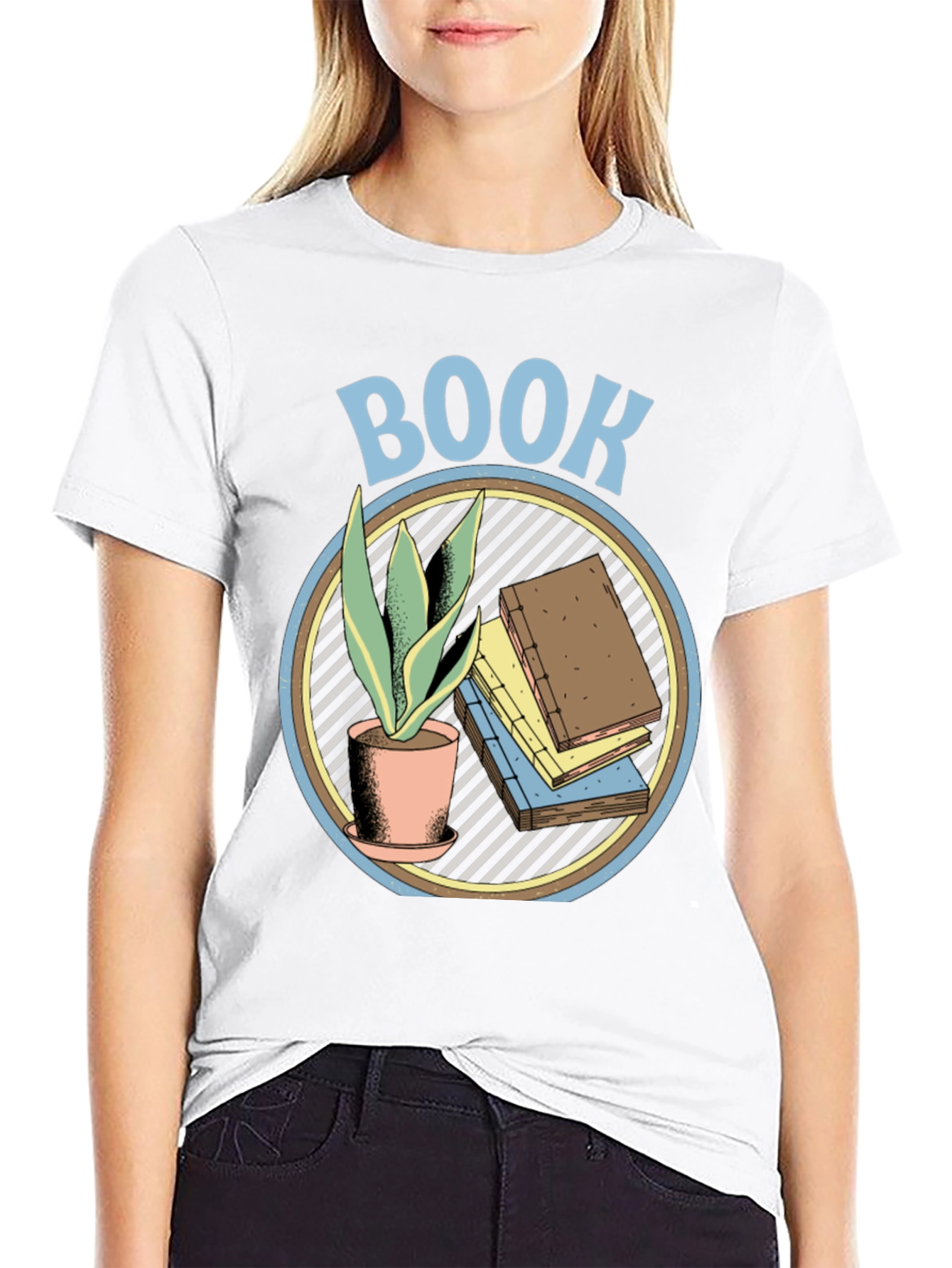 Black Book Lover Graphic T-Shirt - Plant & Book Design view 9